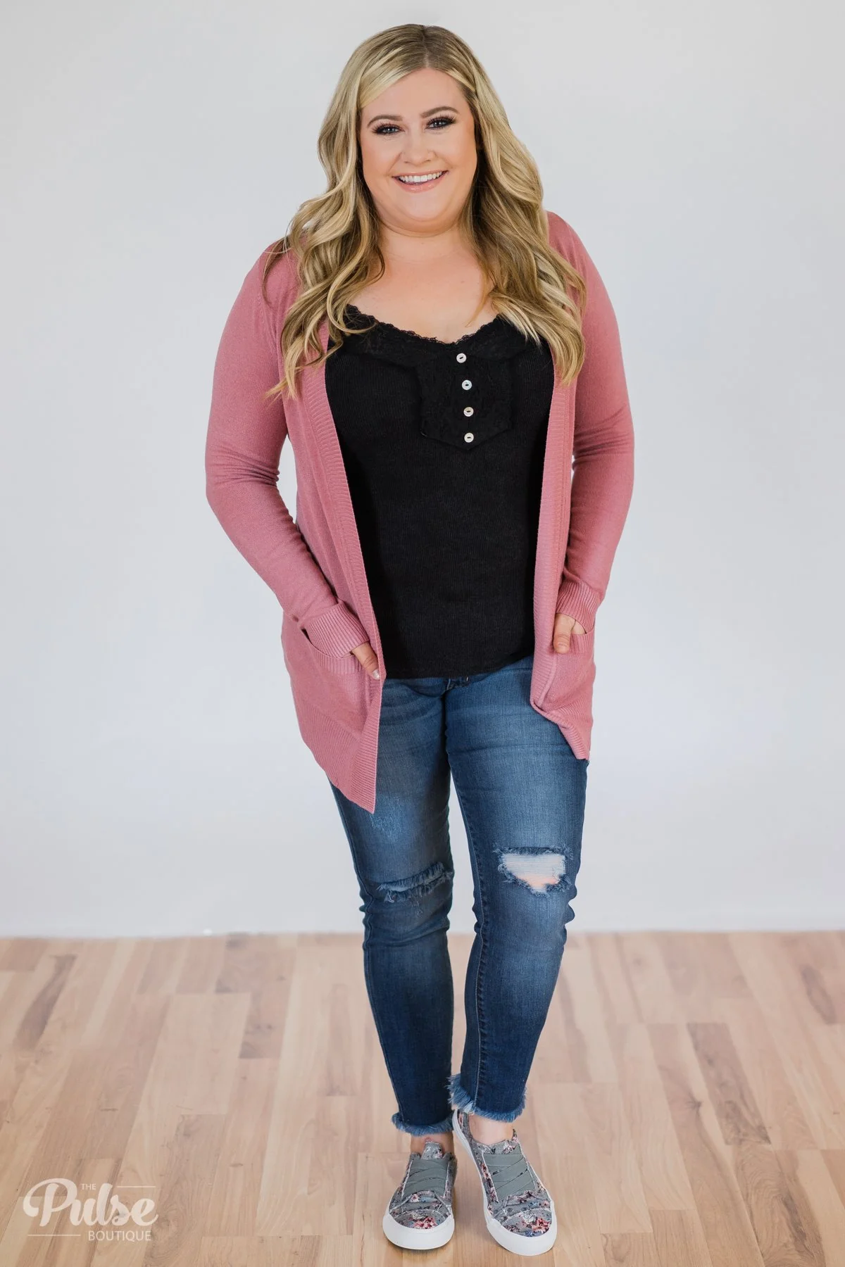 Essential Cardigan- Dusty Rose - Image 4