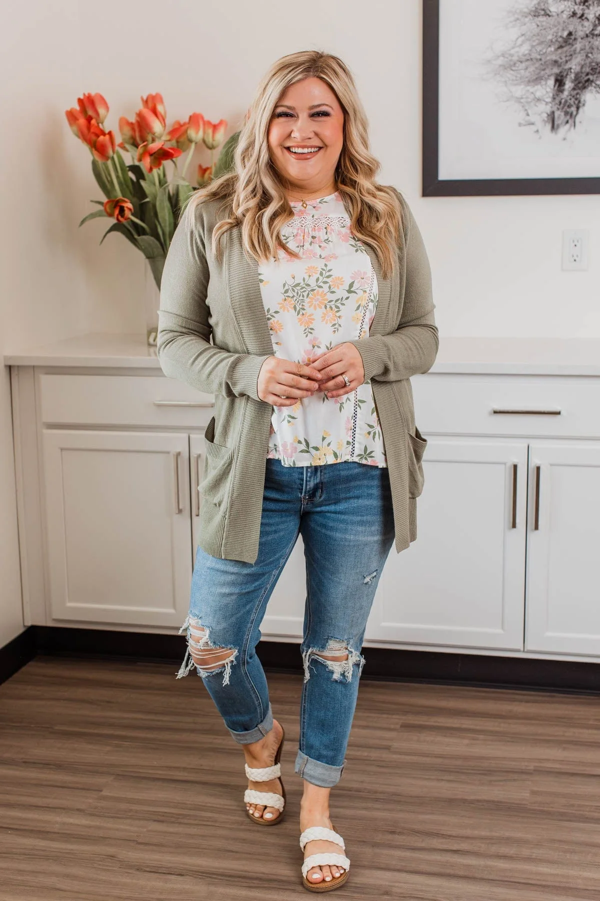 Essential Cardigan- Light Olive - Image 6