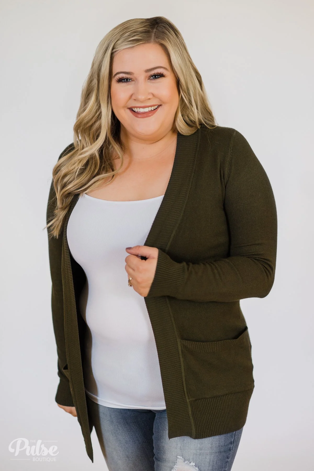 Essential Cardigan- Olive - Image 2