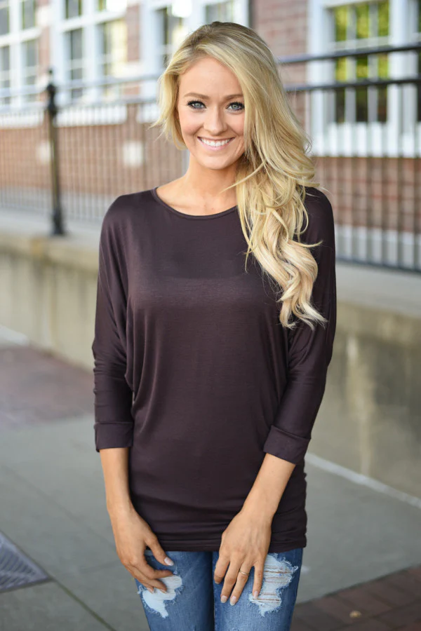 Essential Dolman Top - Brown - Image 2