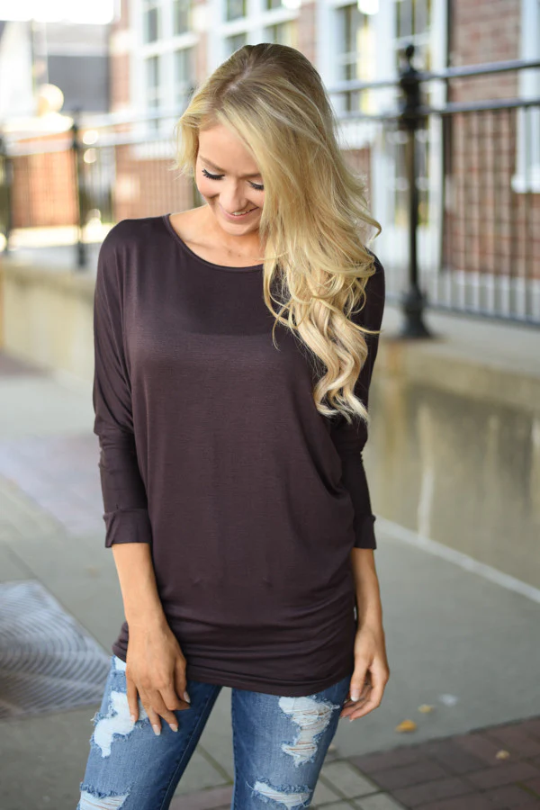 Essential Dolman Top - Brown - Image 3