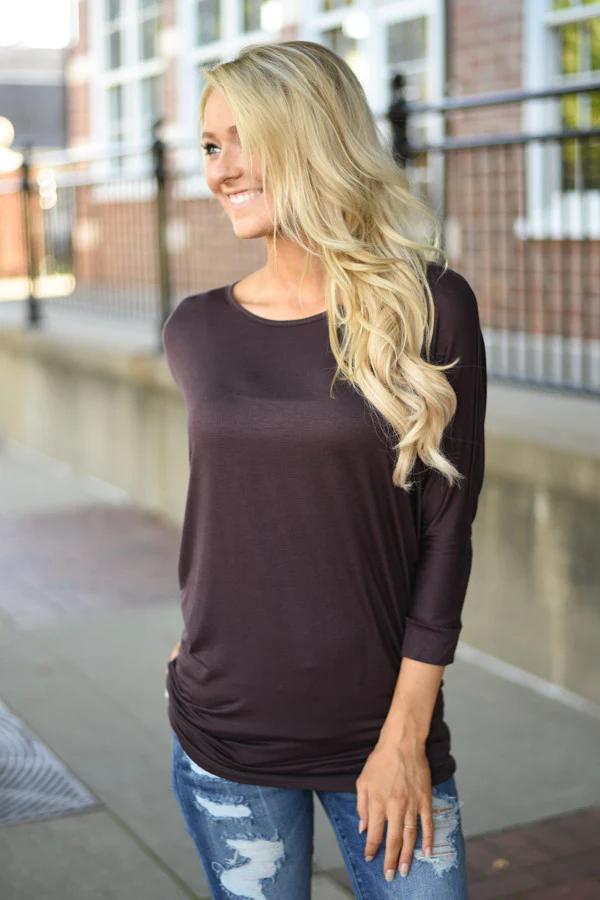 Essential Dolman Top - Brown - Image 4