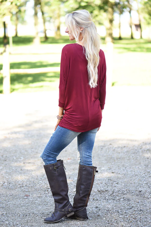 Essential Dolman Top - Wine - Image 3