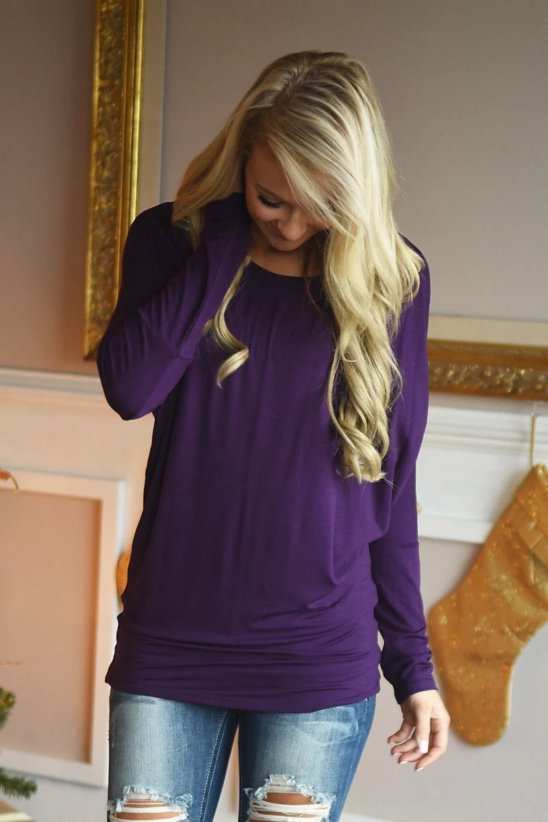 Essential Long Sleeve Top ~ Purple - Image 3