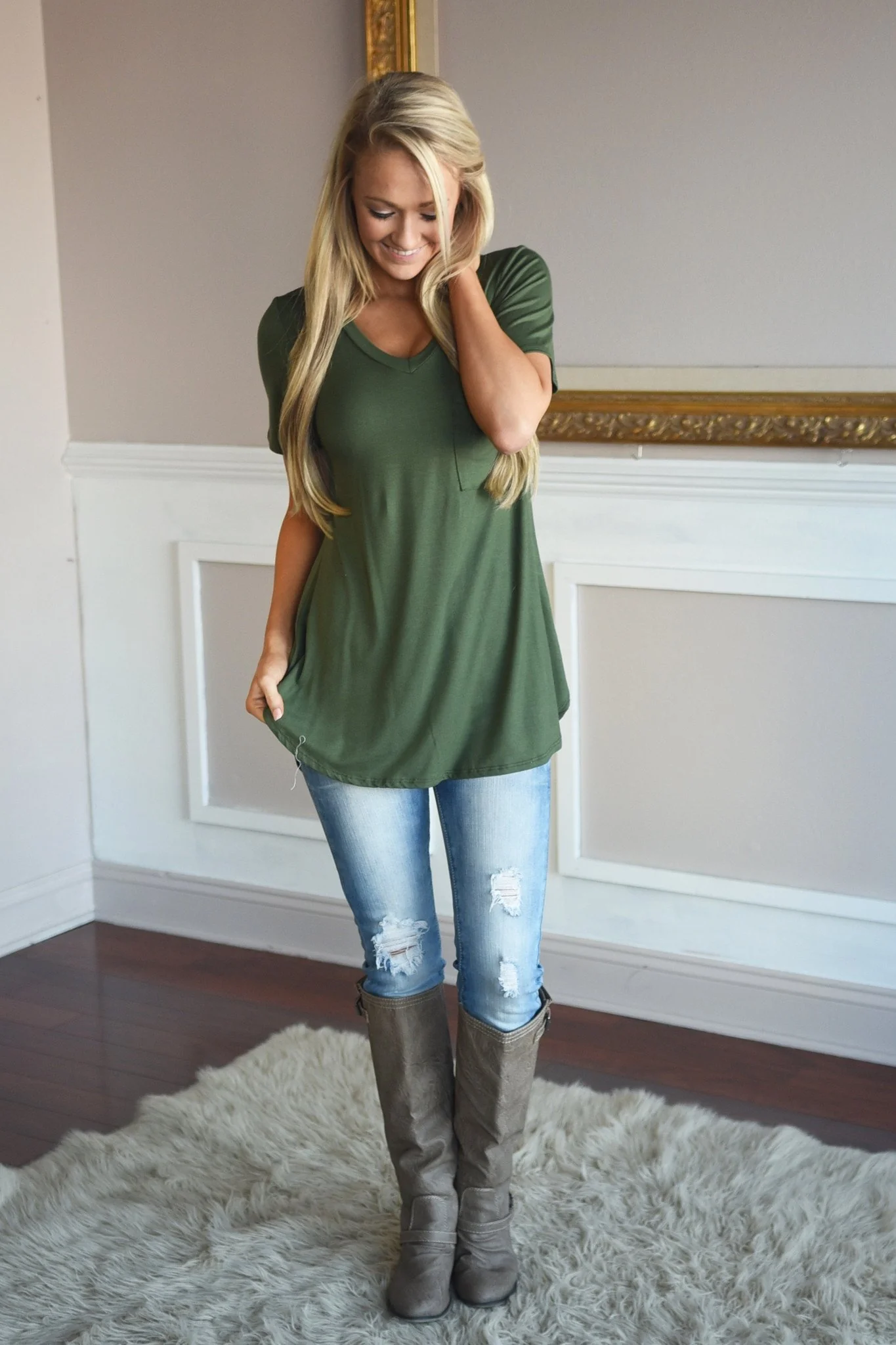 Essential Olive Top ~ Short Sleeve - Image 2