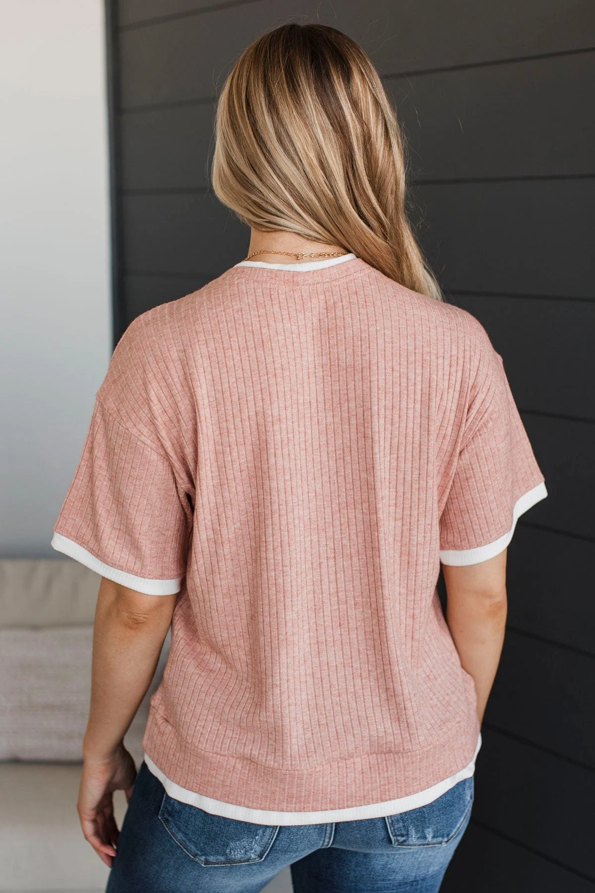 Essential To Me Short Sleeve Top- Coral - Image 7