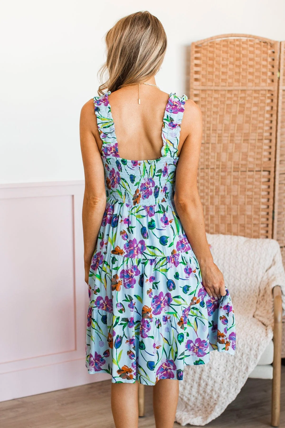 Eternal Bliss Floral Dress- Light Blue - Image 10
