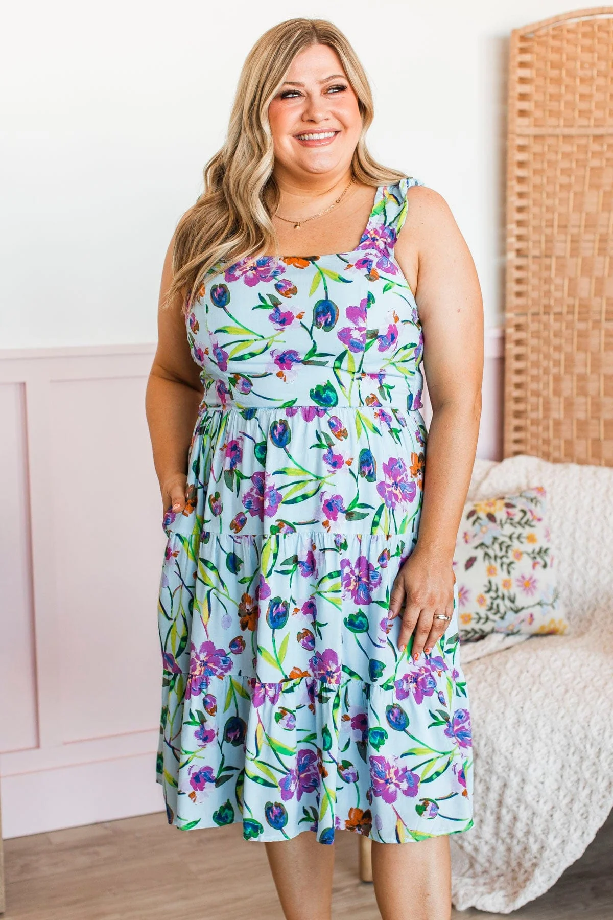 Eternal Bliss Floral Dress- Light Blue - Image 5