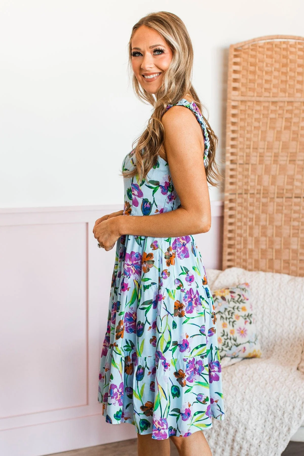 Eternal Bliss Floral Dress- Light Blue - Image 7