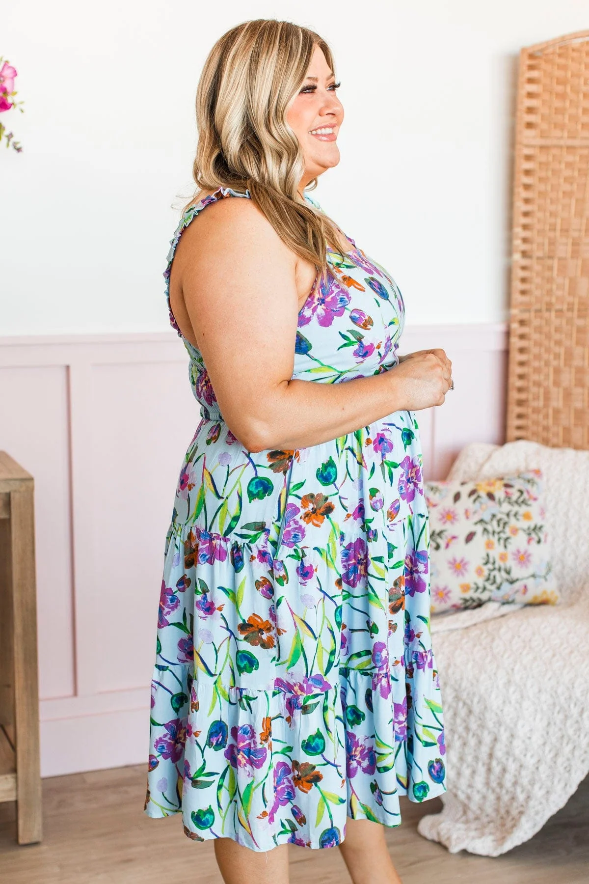 Eternal Bliss Floral Dress- Light Blue - Image 8