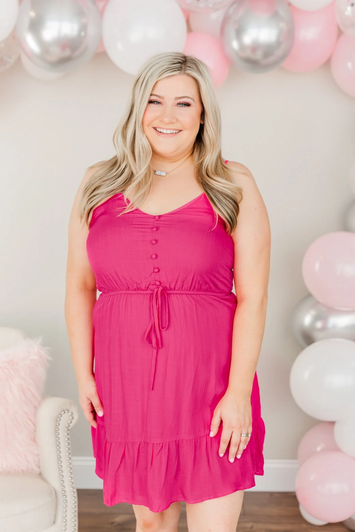 Eternal Love Ruffled Dress- Fuchsia - Image 5