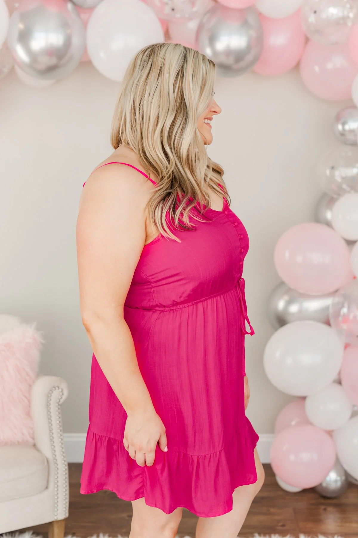 Eternal Love Ruffled Dress- Fuchsia - Image 8