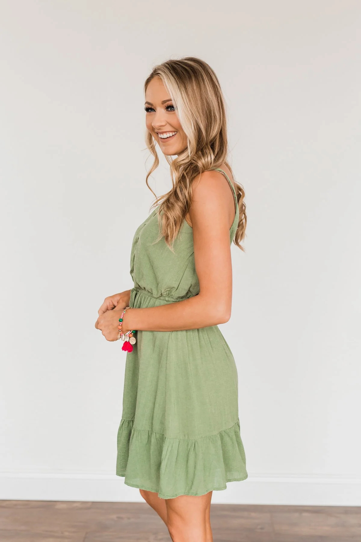 Eternal Love Ruffled Dress- Light Olive - Image 5