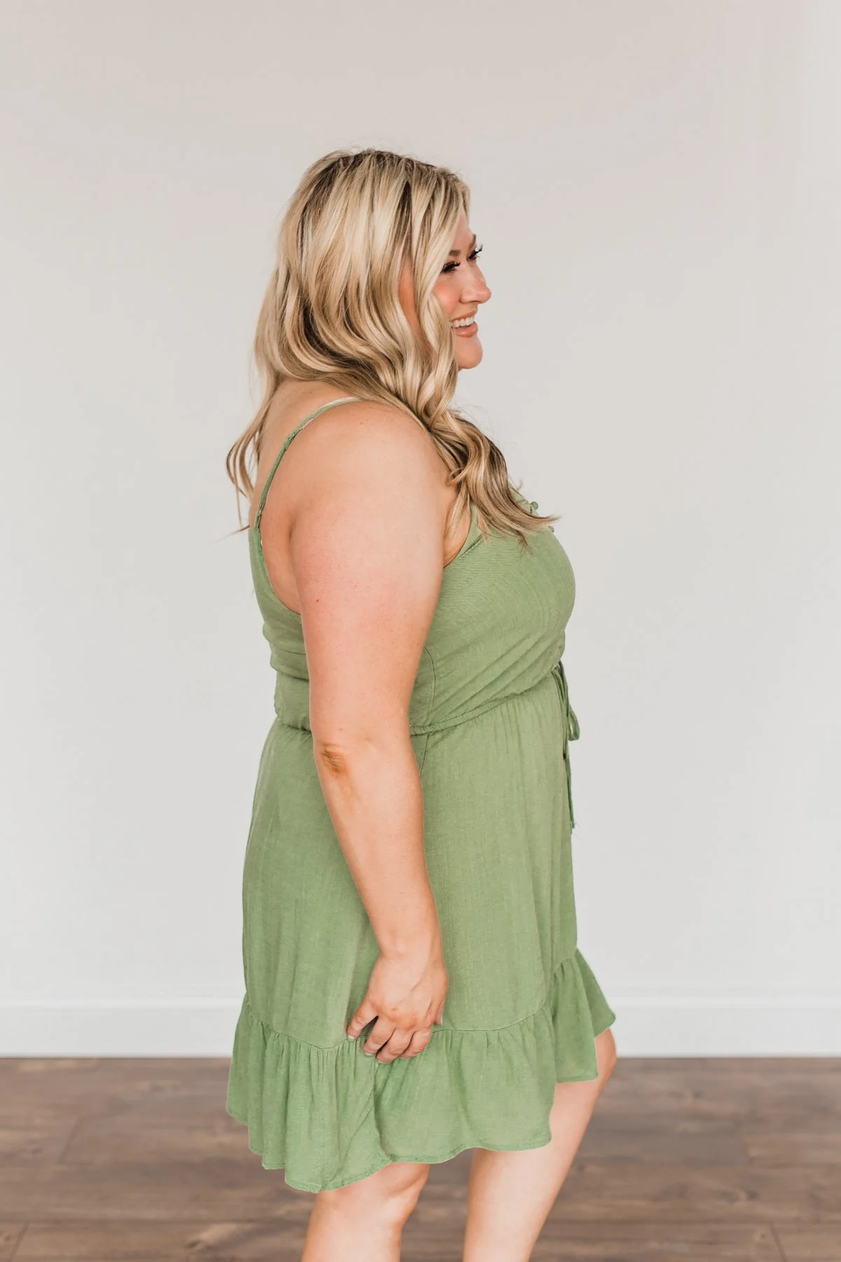 Eternal Love Ruffled Dress- Light Olive - Image 6
