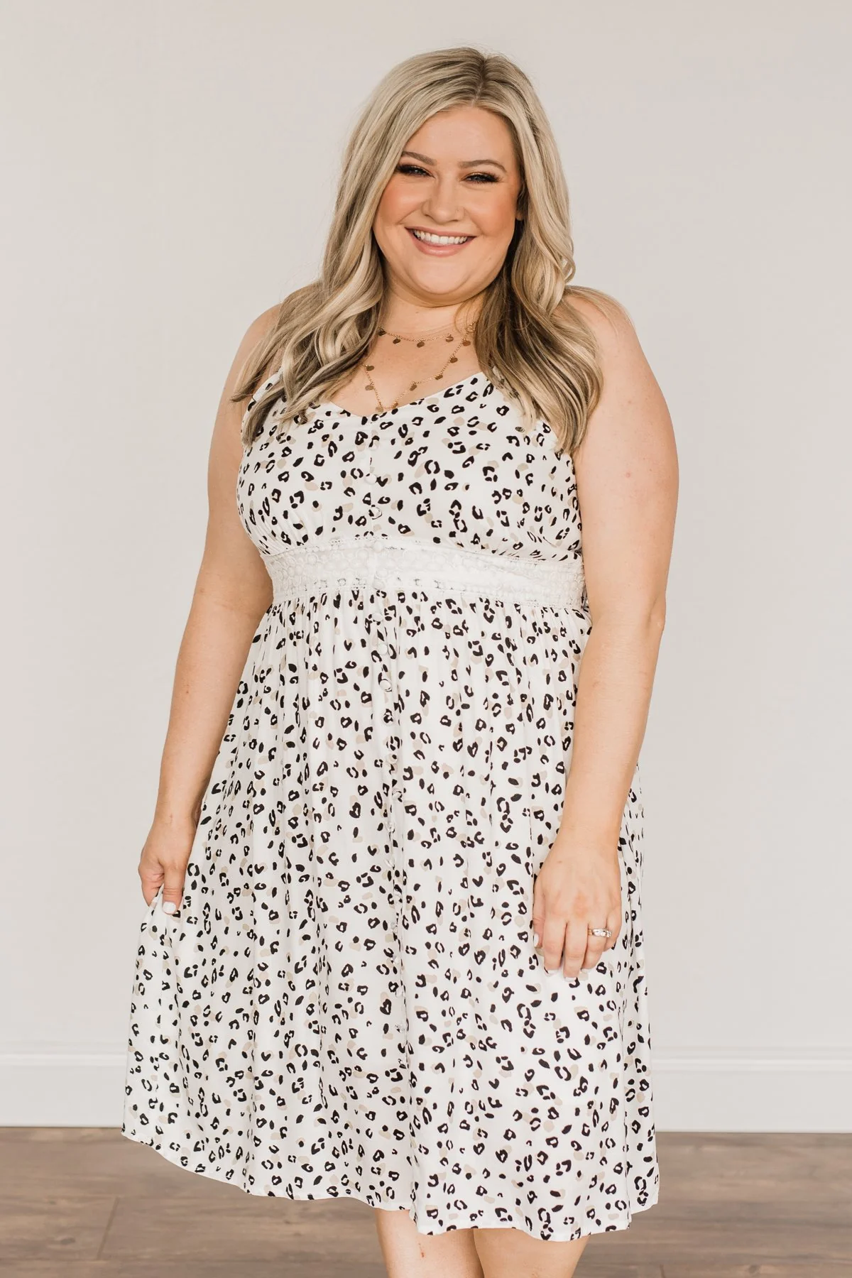 Eternally Elegant Button Down Dress- Off-White Animal Print - Image 2