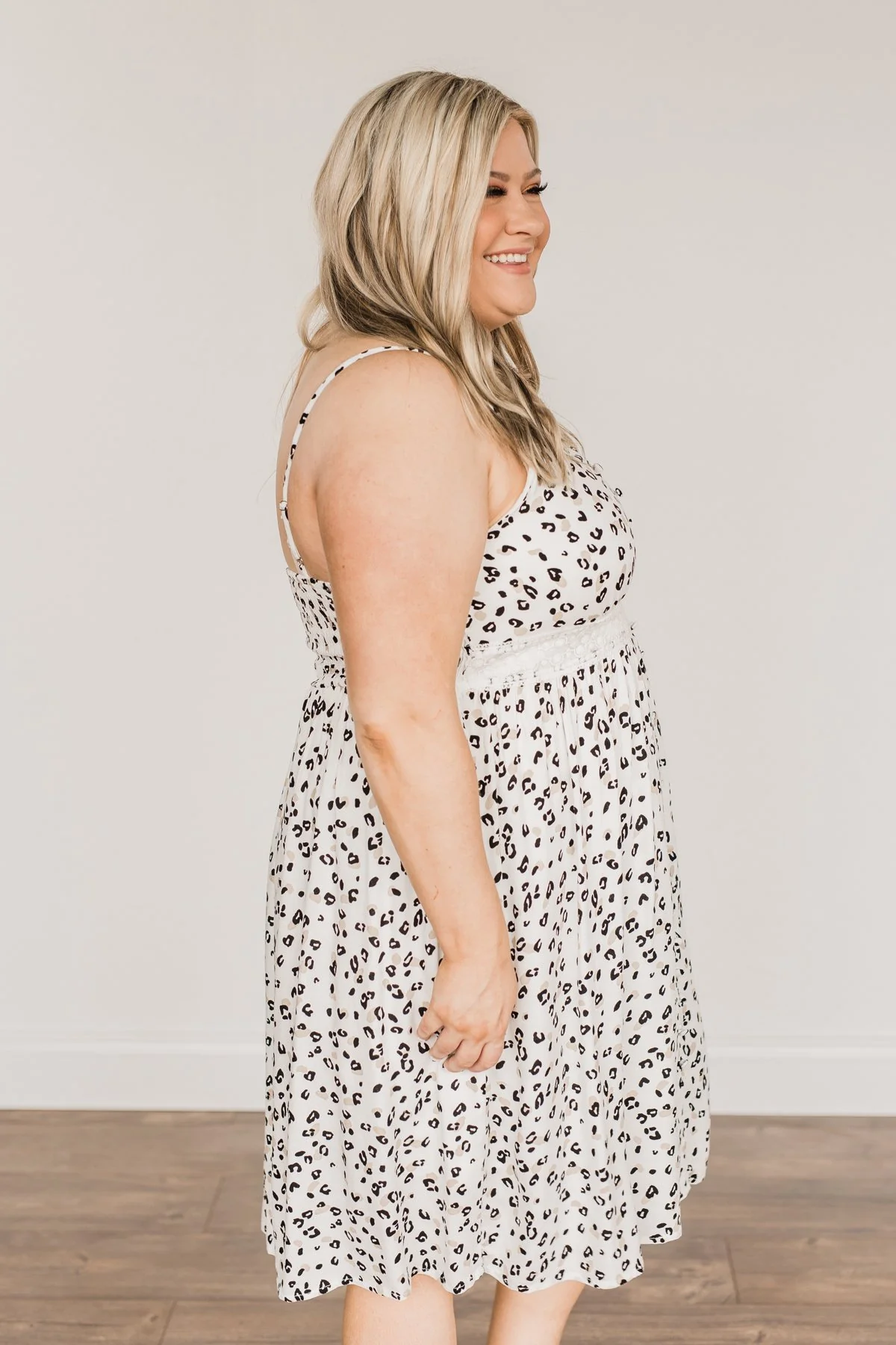 Eternally Elegant Button Down Dress- Off-White Animal Print - Image 7