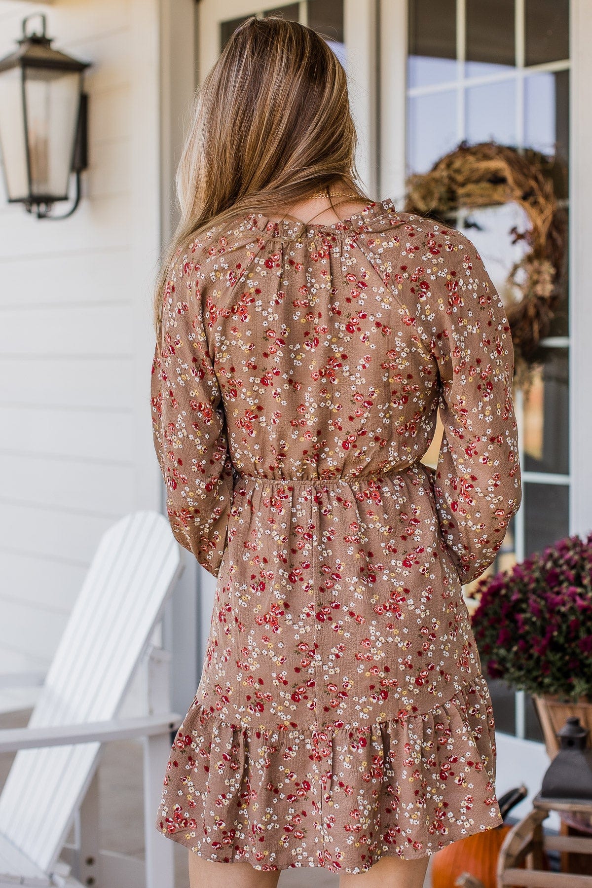 Evenings In Autumn Floral Dress- Mocha - Image 8
