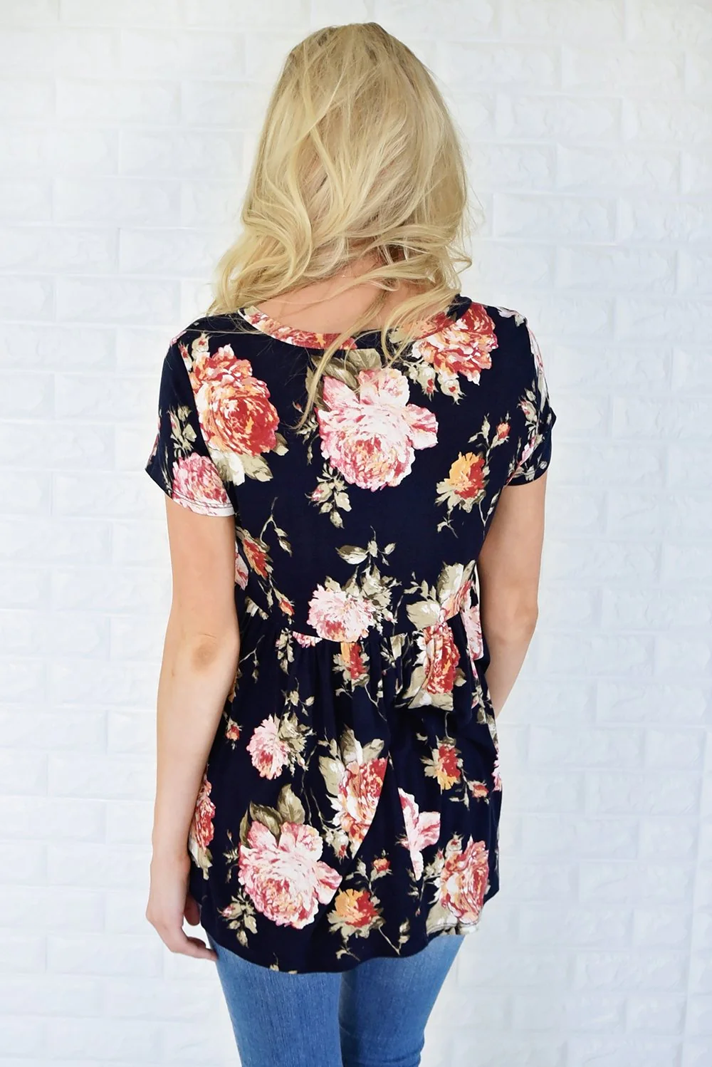 Ever After Floral Babydoll Top ~ Deep Navy - Image 5