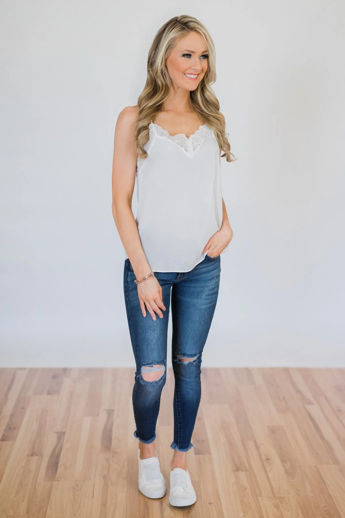 Ever So Soft Lace Layering Top- White - Image 2