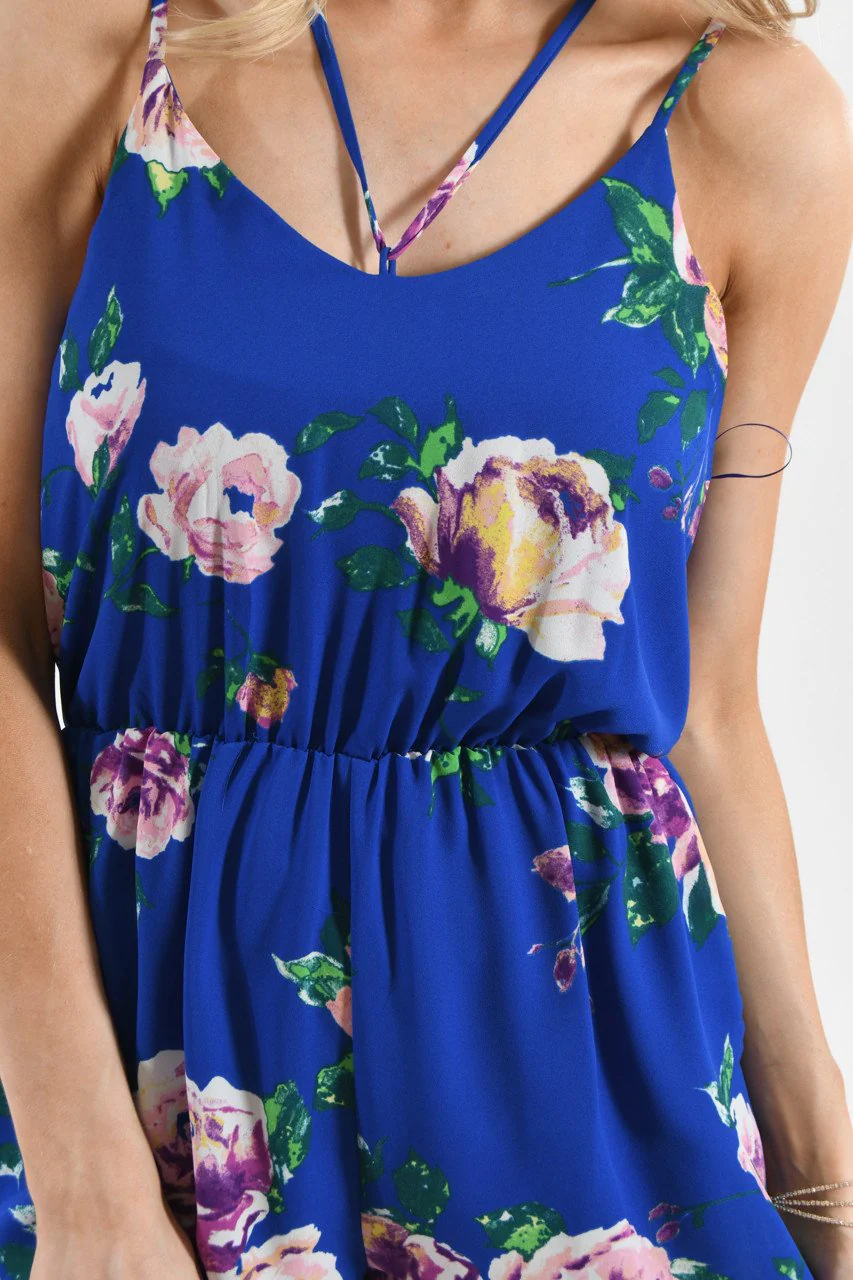 Everly Bright Blue Floral Romper - Image 6