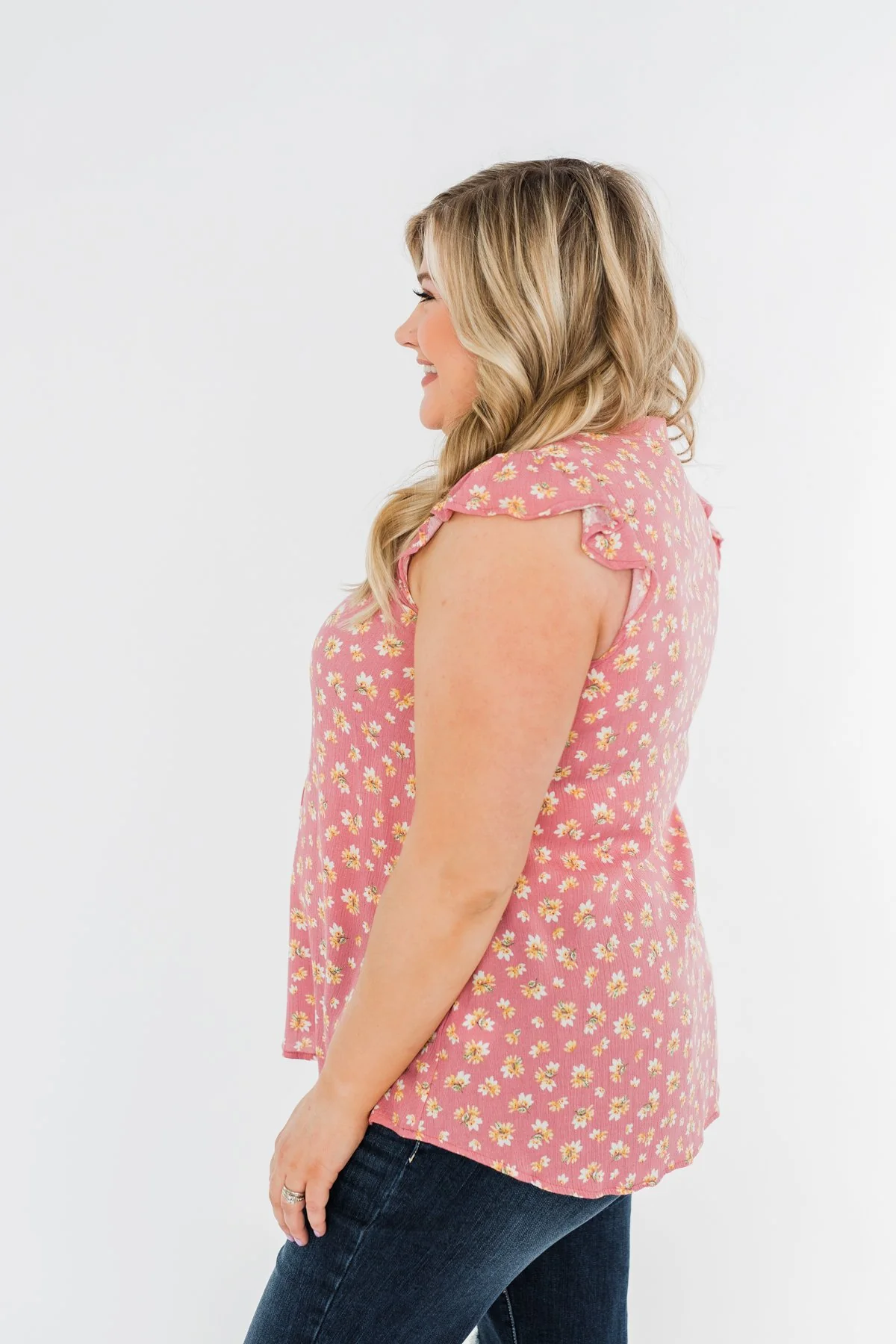 Every Now & Then Floral Tie Top- Pink - Image 5