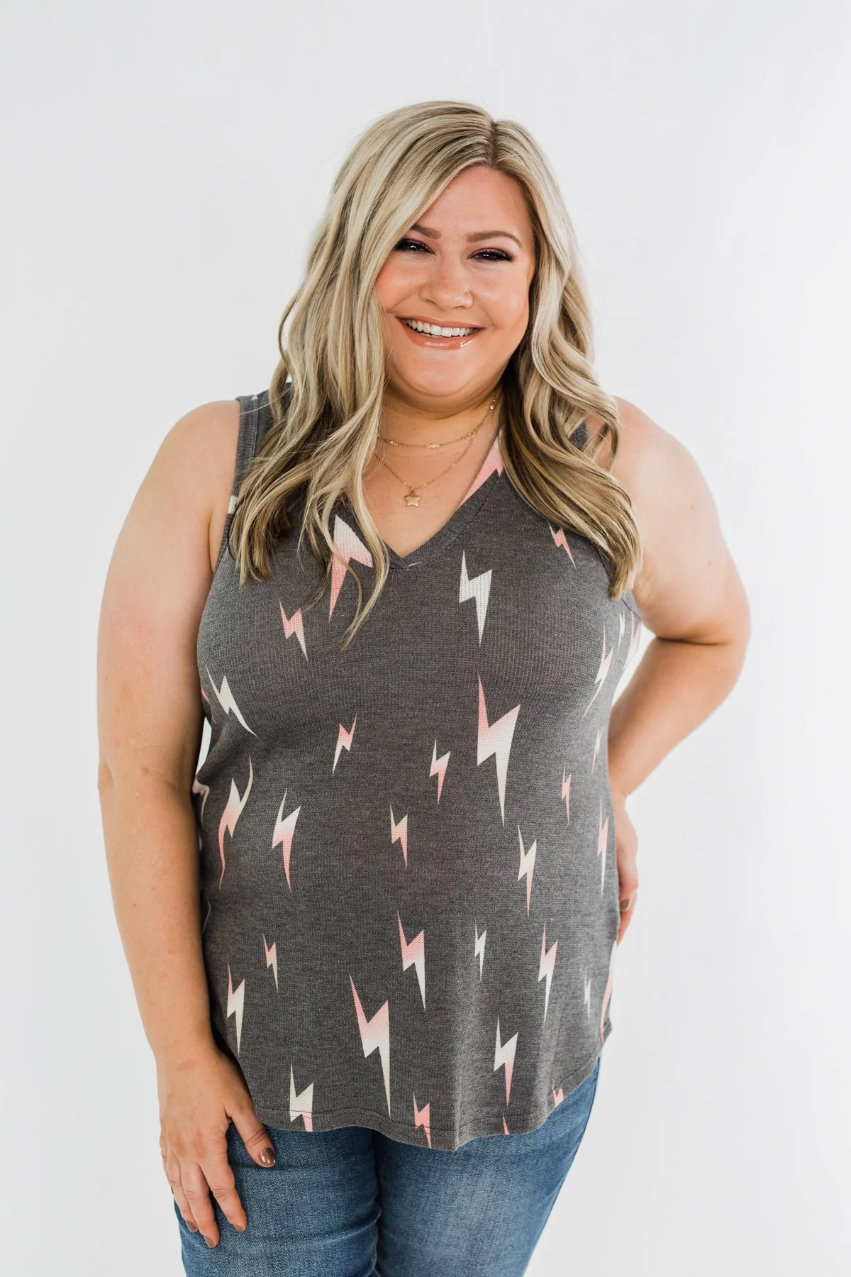 Every Time We Touch Lightning Bolt Tank Top- Charcoal - Image 5