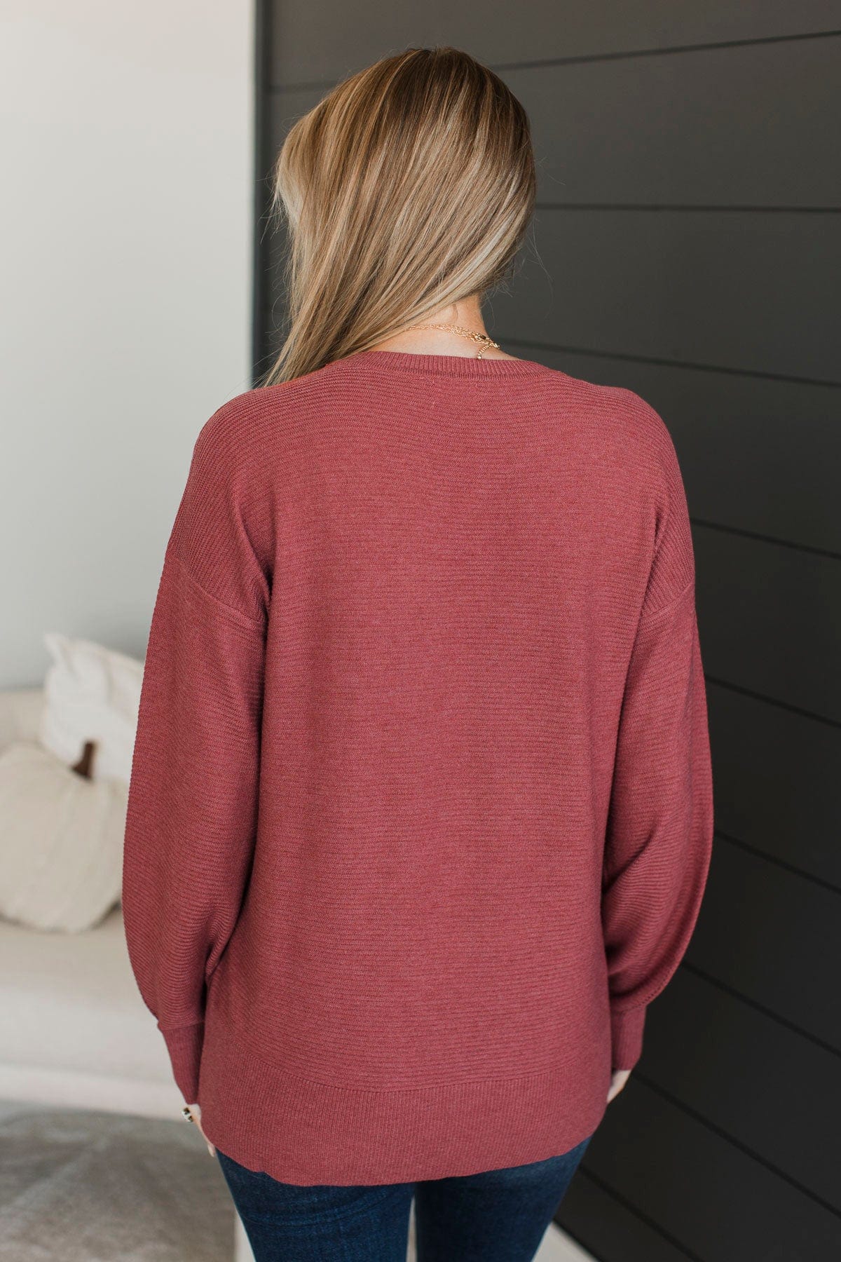 Everyday Dreams Ribbed Sweater- Rust - Image 7