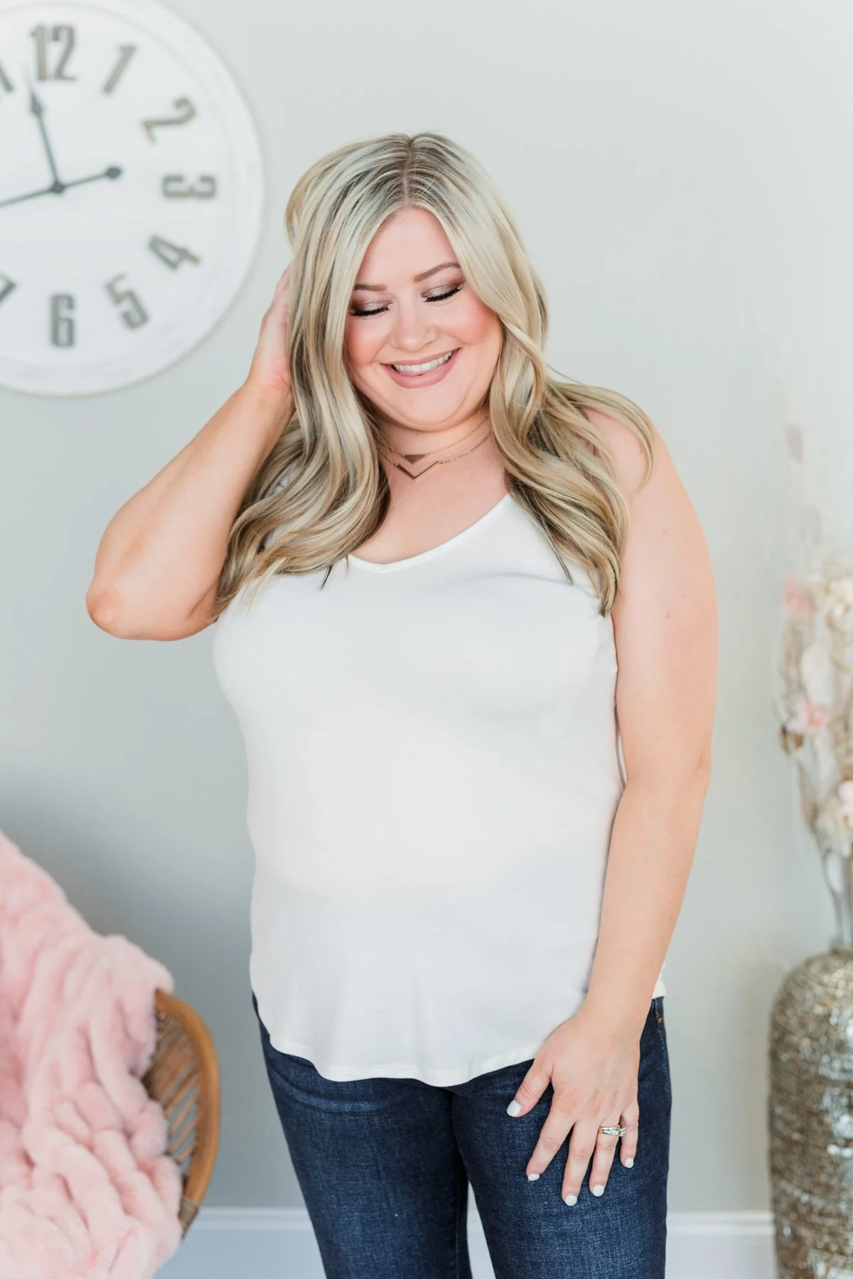 Everyday Elegance Double Strap Tank Top- Ivory - Image 6
