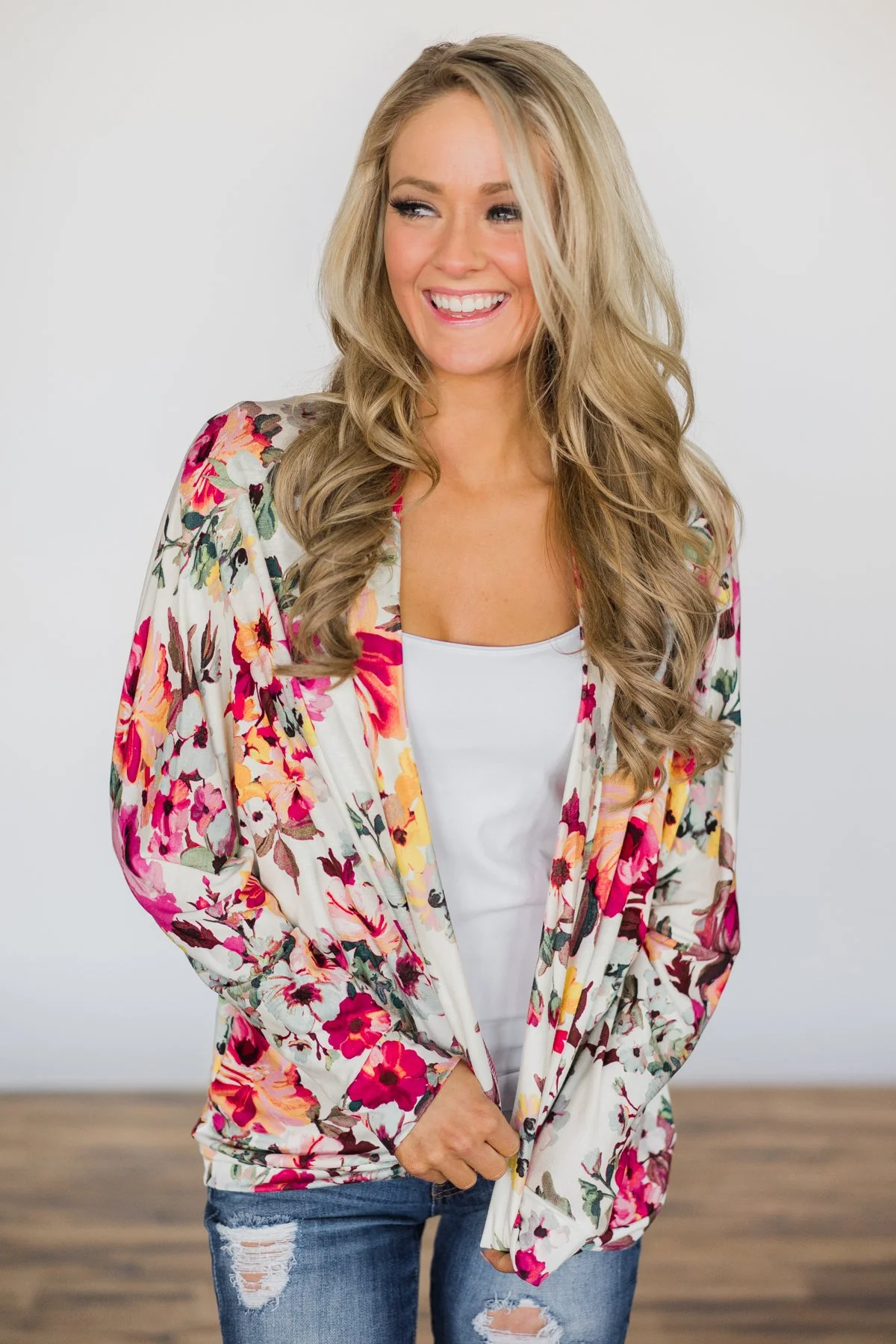 Everyday Fun Cardigan - Miami Floral Ivory