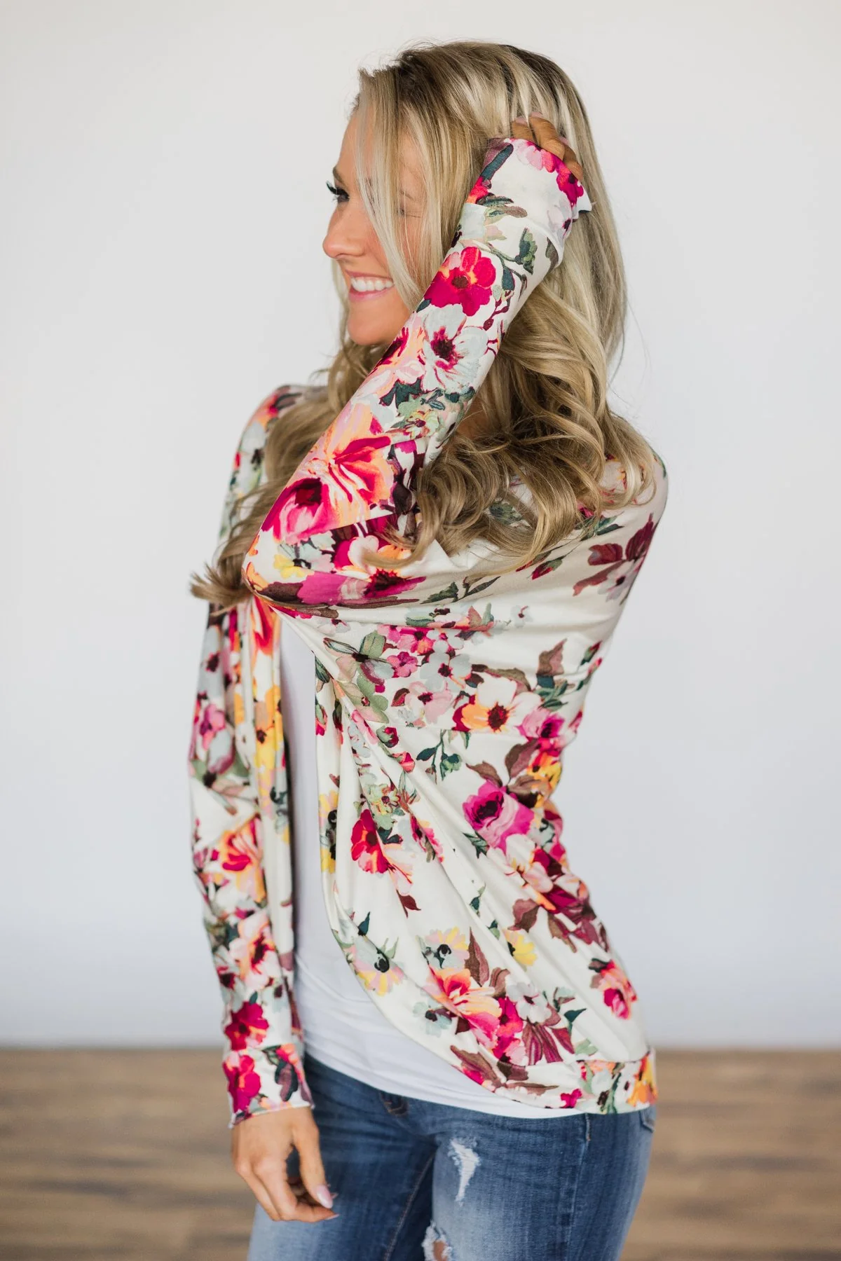 Everyday Fun Cardigan - Miami Floral Ivory - Image 4