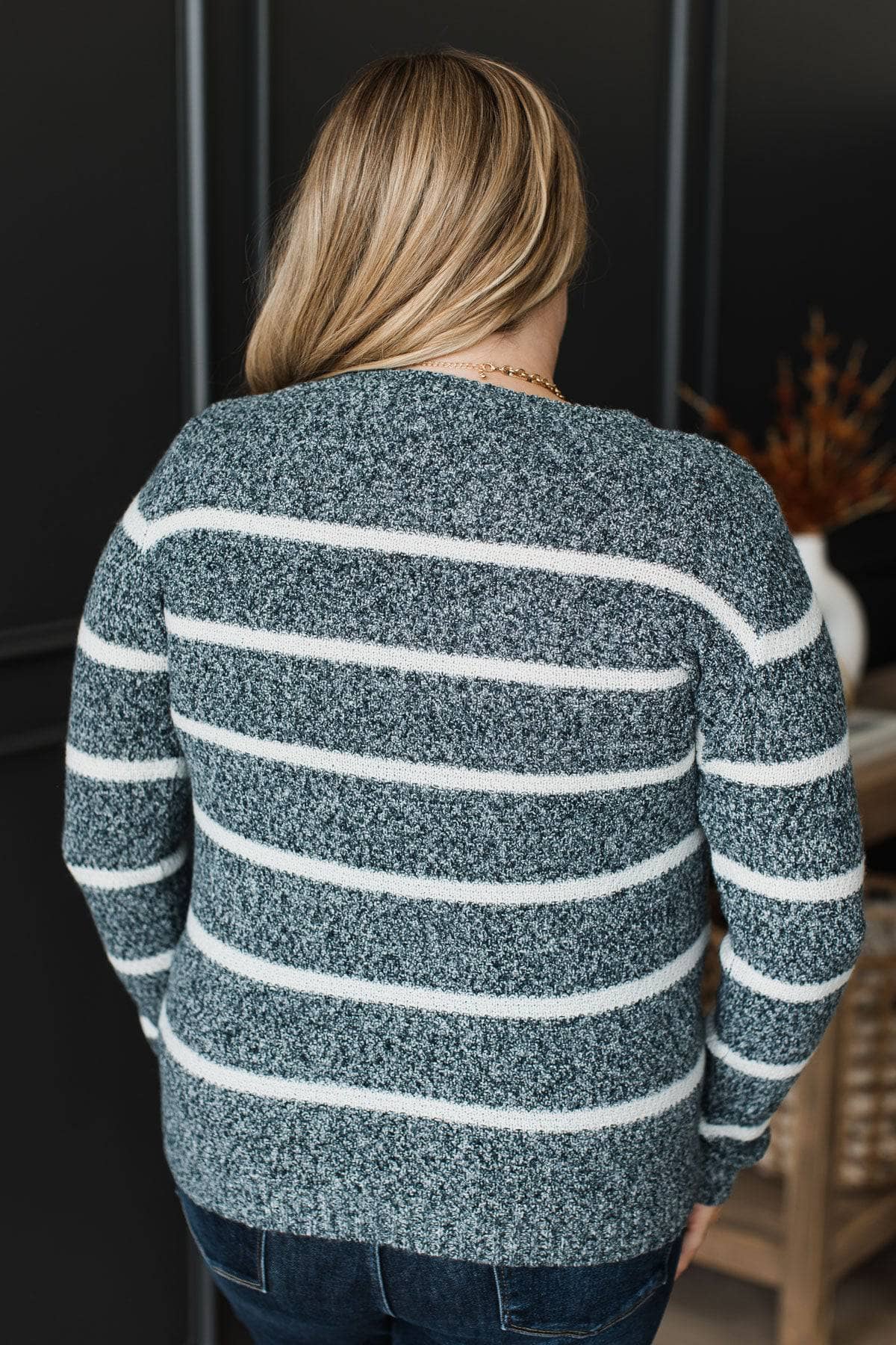Everyday Miracles Striped Knit Sweater- Dark Teal - Image 5