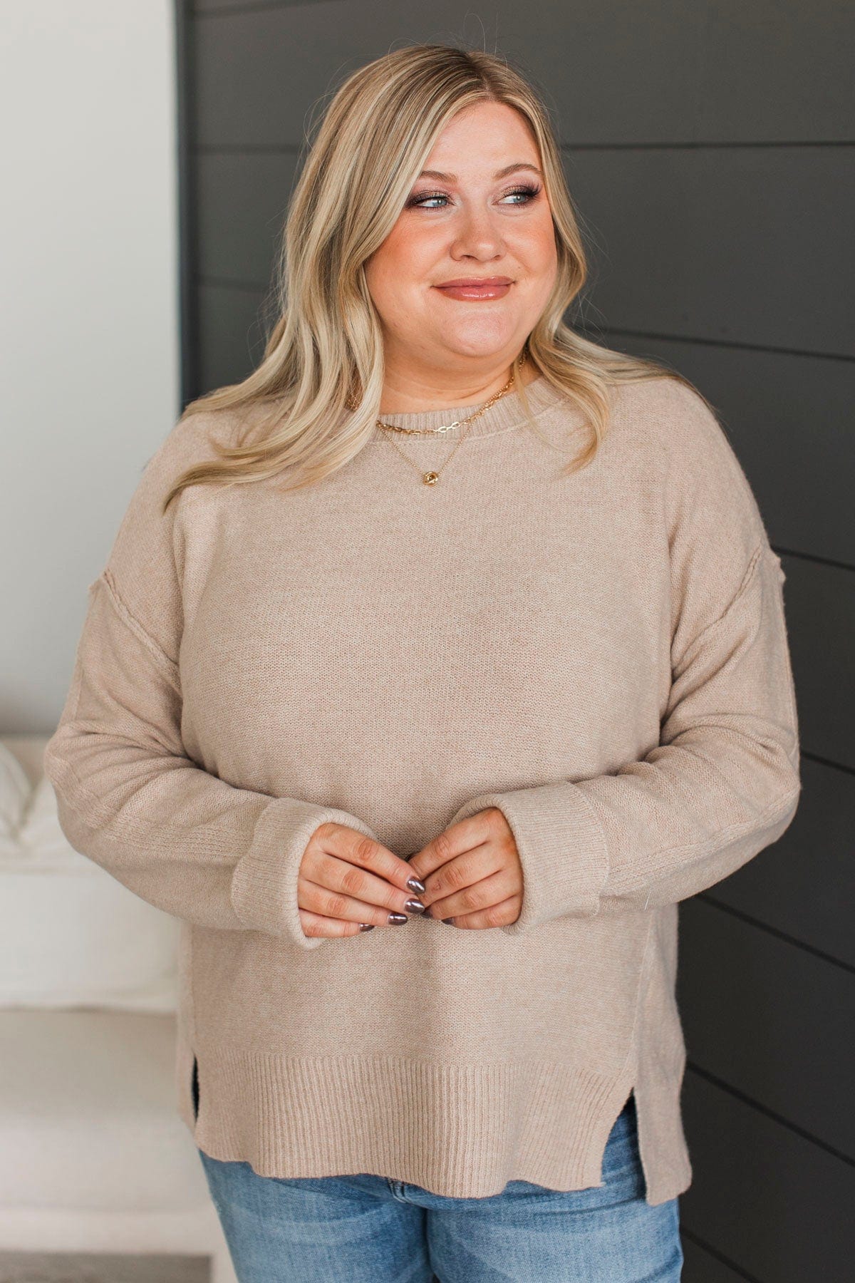 Everything About You Knit Sweater- Sand