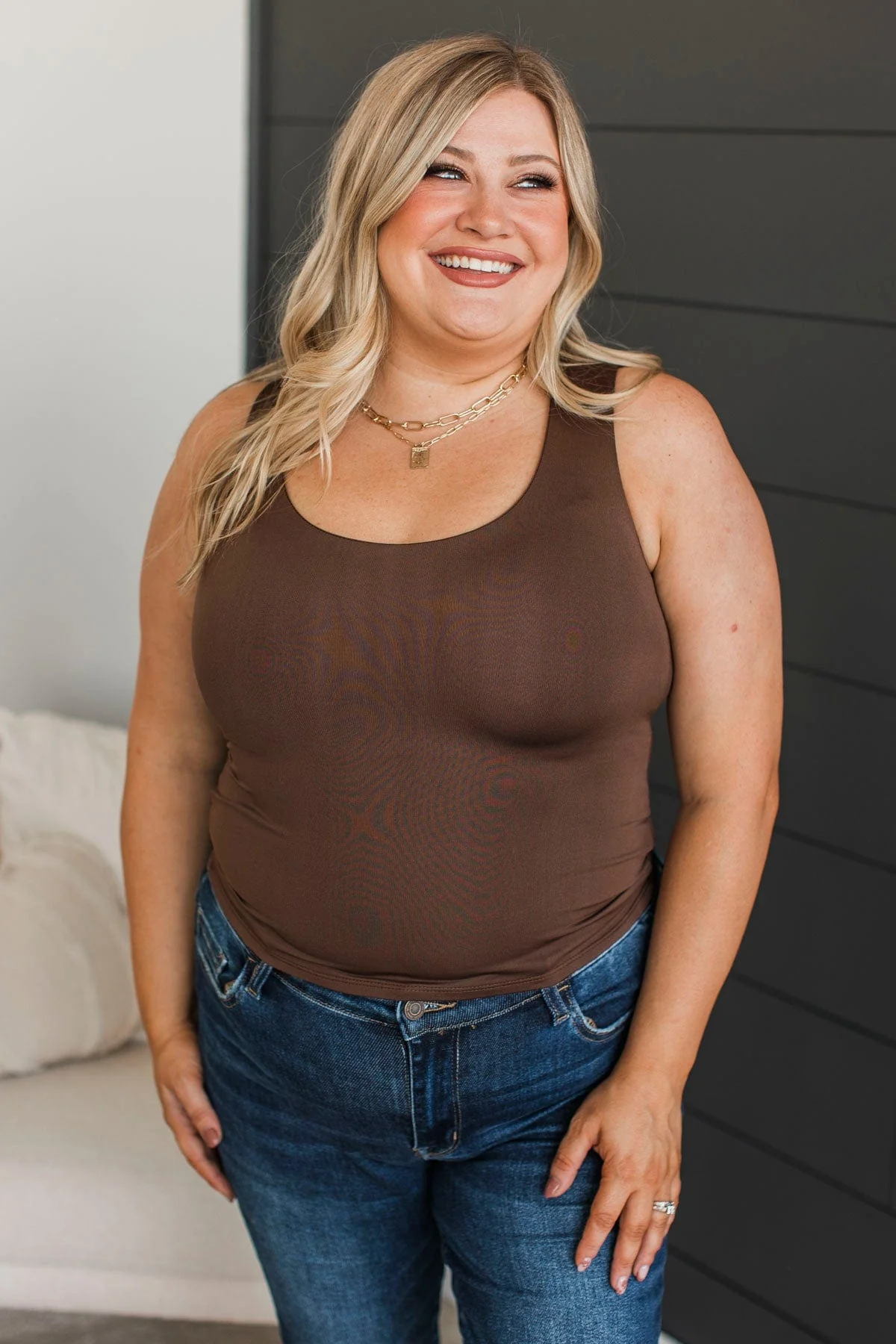 Everything Changes Tank Top- Dark Brown - Image 3