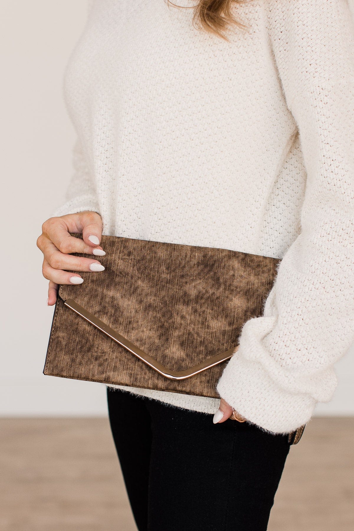 Everything Counts Envelope Clutch- Brown - Image 2