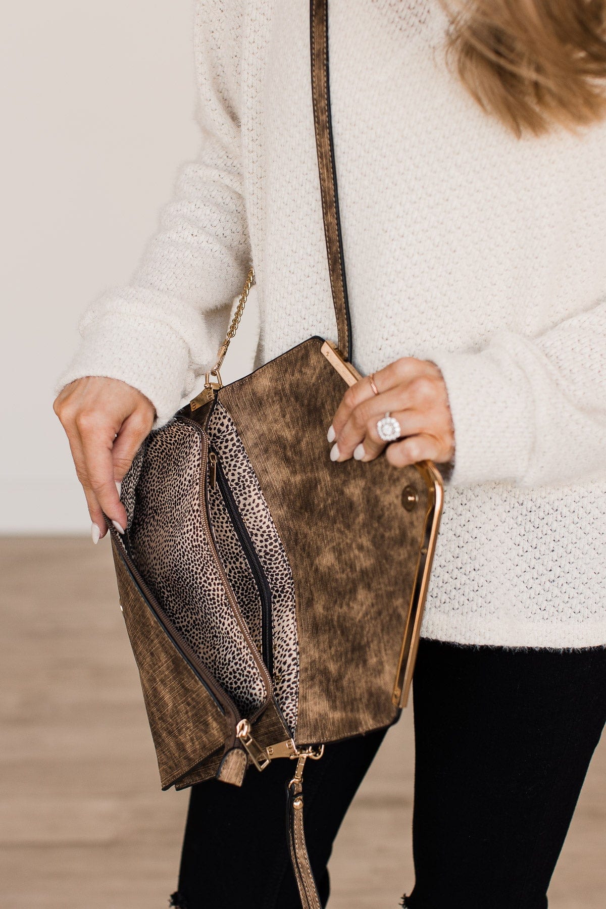 Everything Counts Envelope Clutch- Brown - Image 3