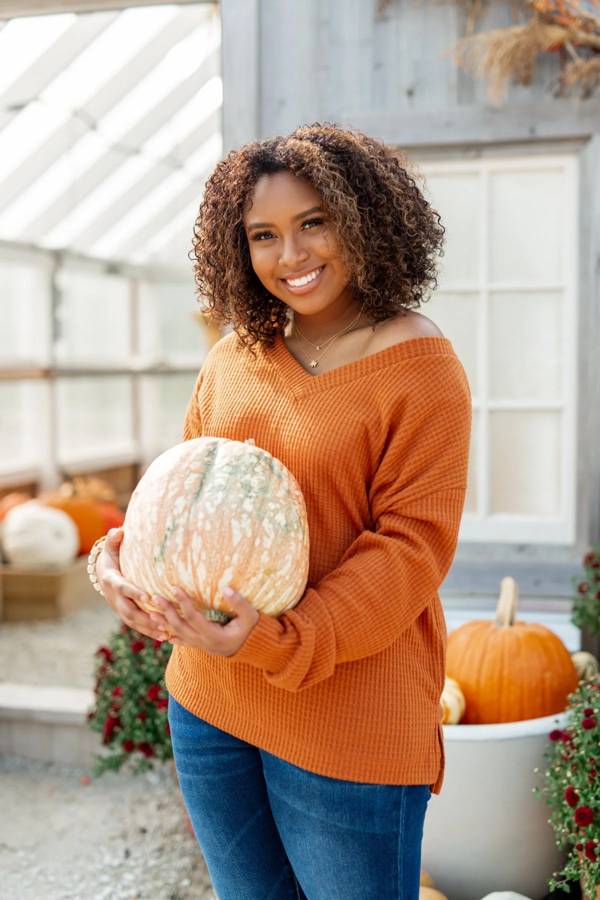 Everything Nice Waffle Knit Sweater- Burnt Orange - Image 10