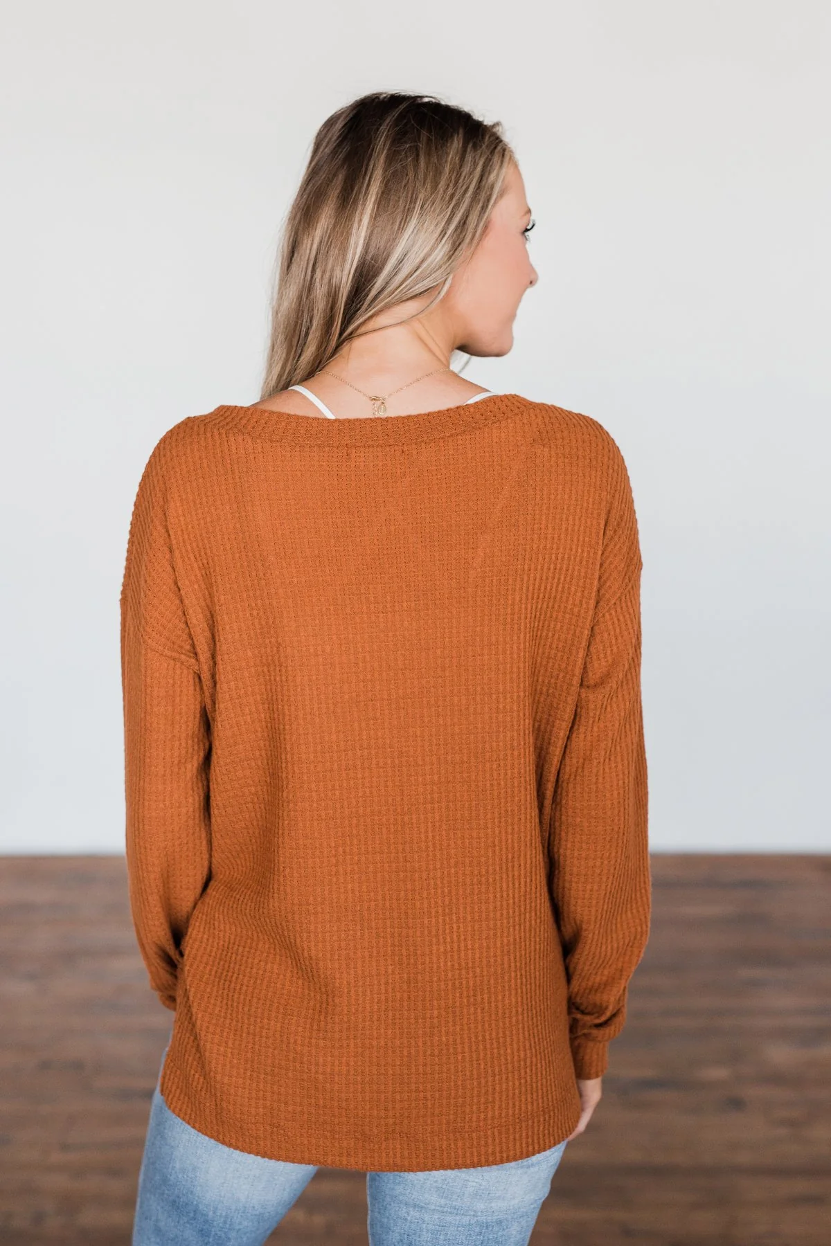 Everything Nice Waffle Knit Sweater- Burnt Orange - Image 15