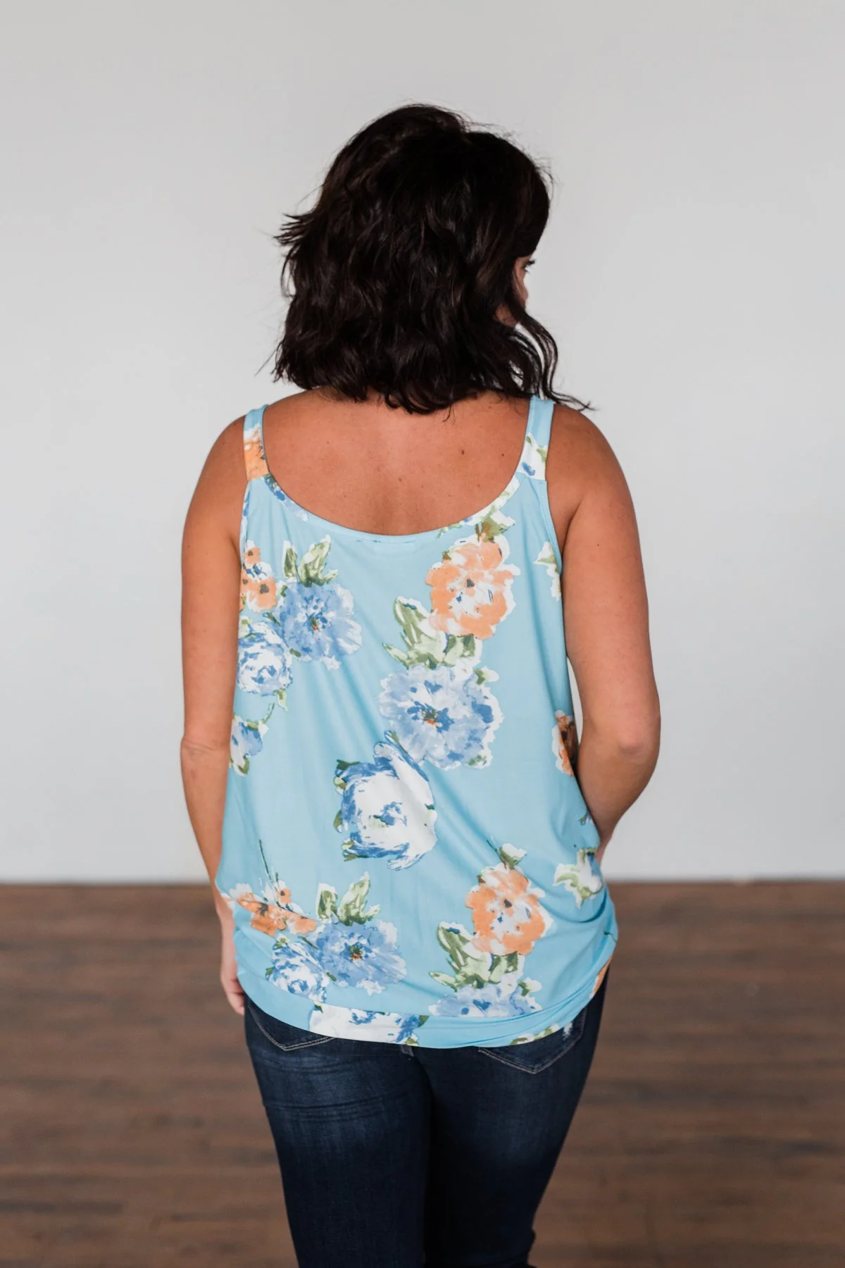 Everywhere I Go Floral Twist Tank Top- Sky Blue - Image 7