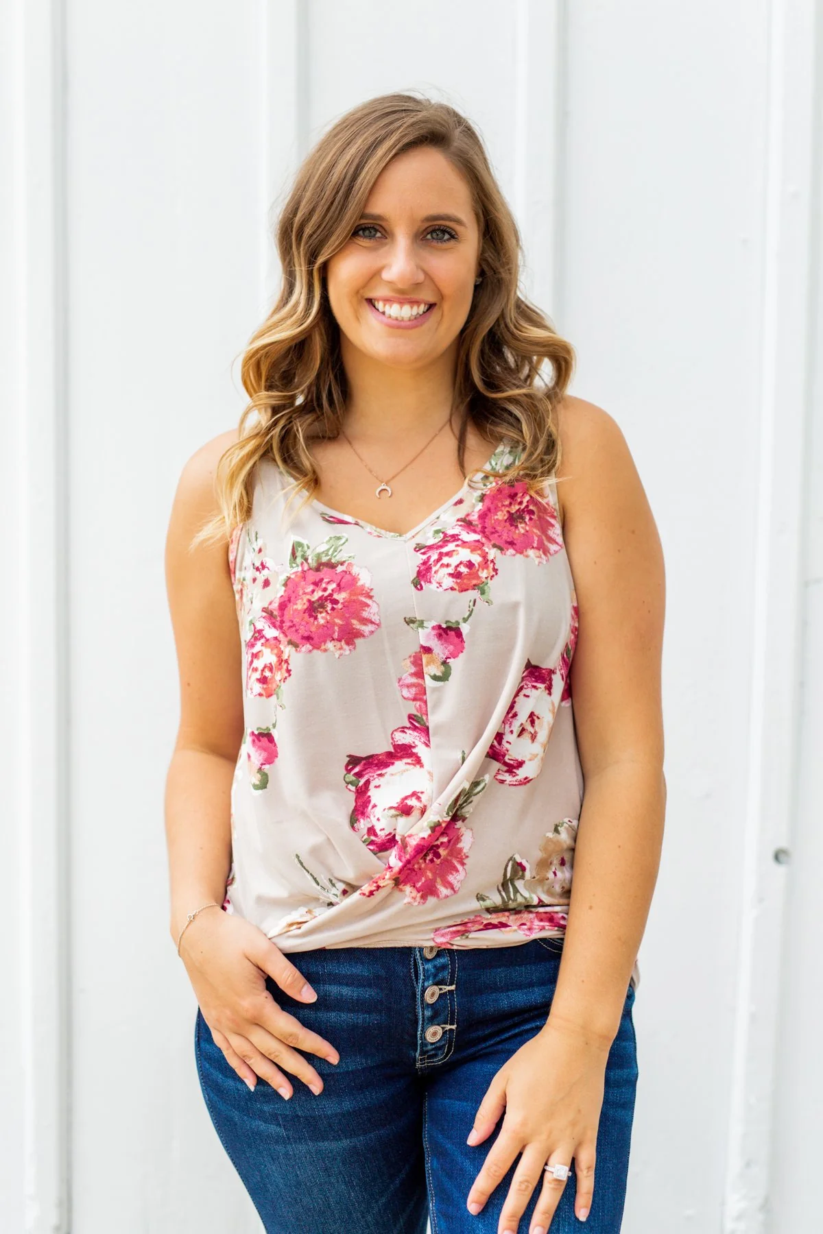 Everywhere I Go Floral Twist Tank Top- Taupe - Image 6