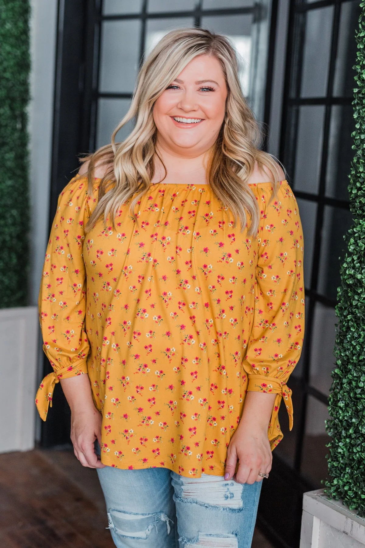 Everywhere You Go Floral Top- Mustard - Image 4