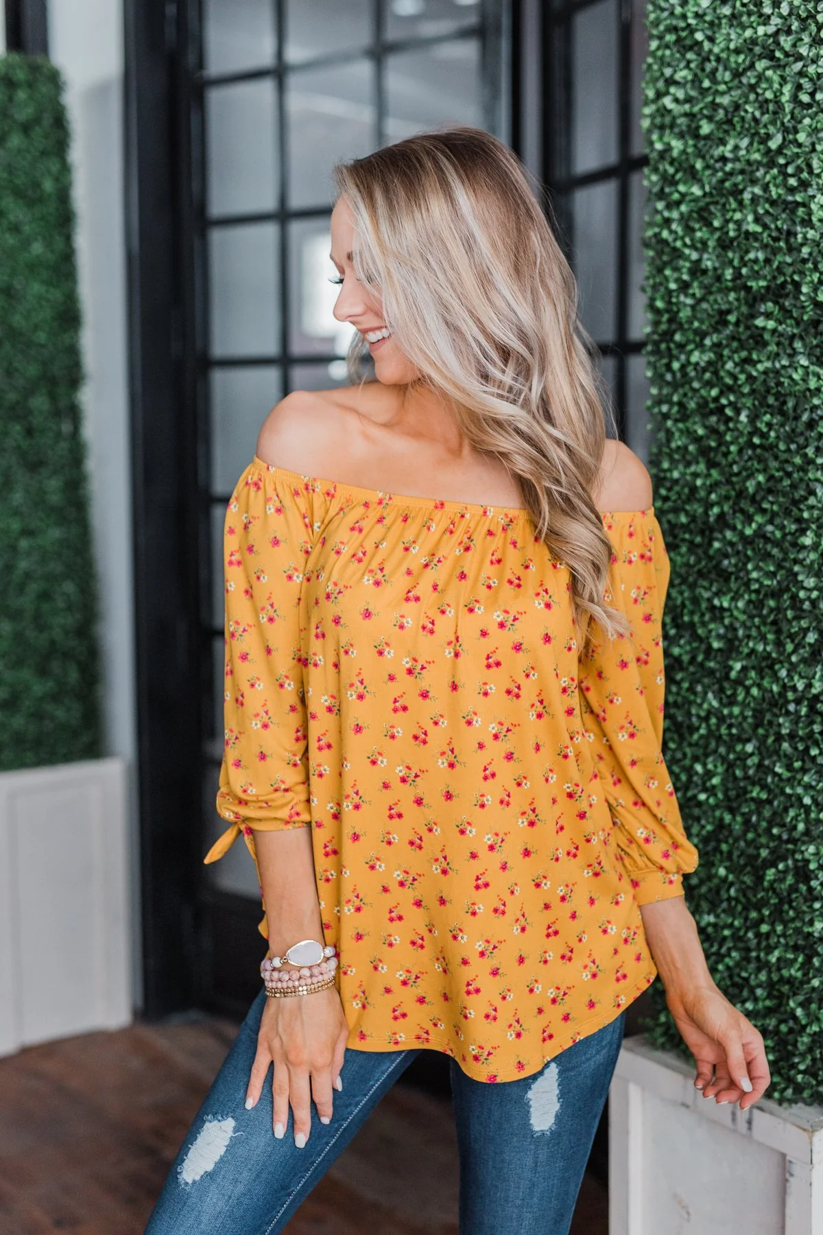 Everywhere You Go Floral Top- Mustard - Image 7