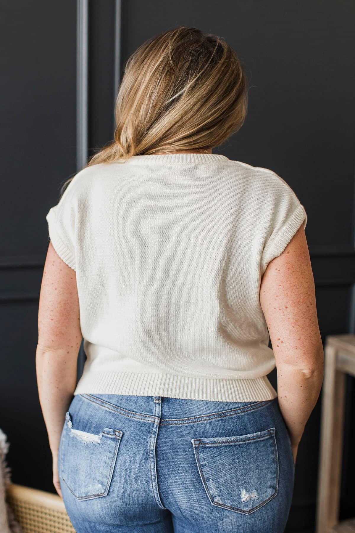 Exceedingly Lovely Embroidered Sweater Top- Ivory - Image 7