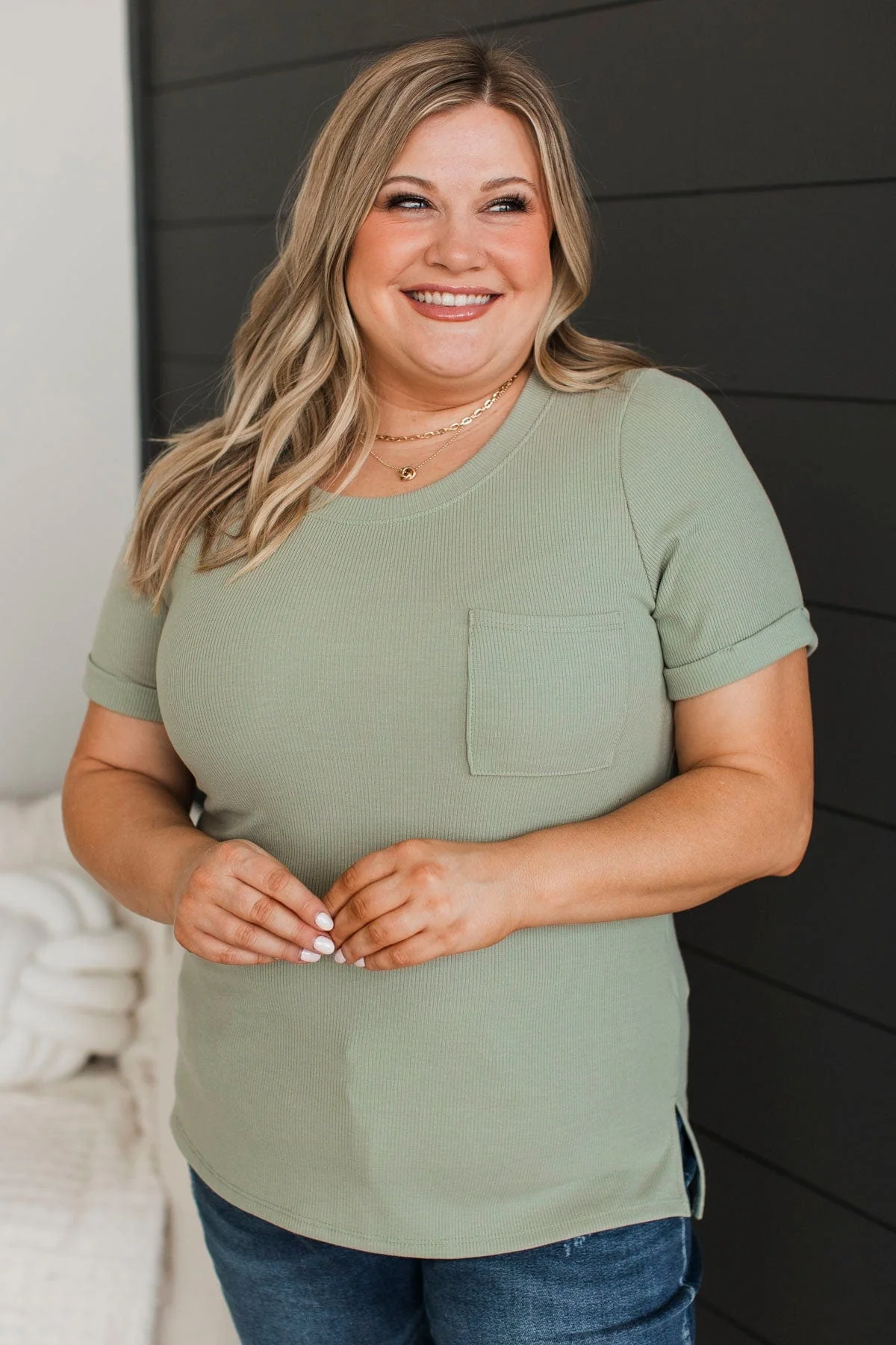 Exceptional Look Pocket Top- Sage - Image 3