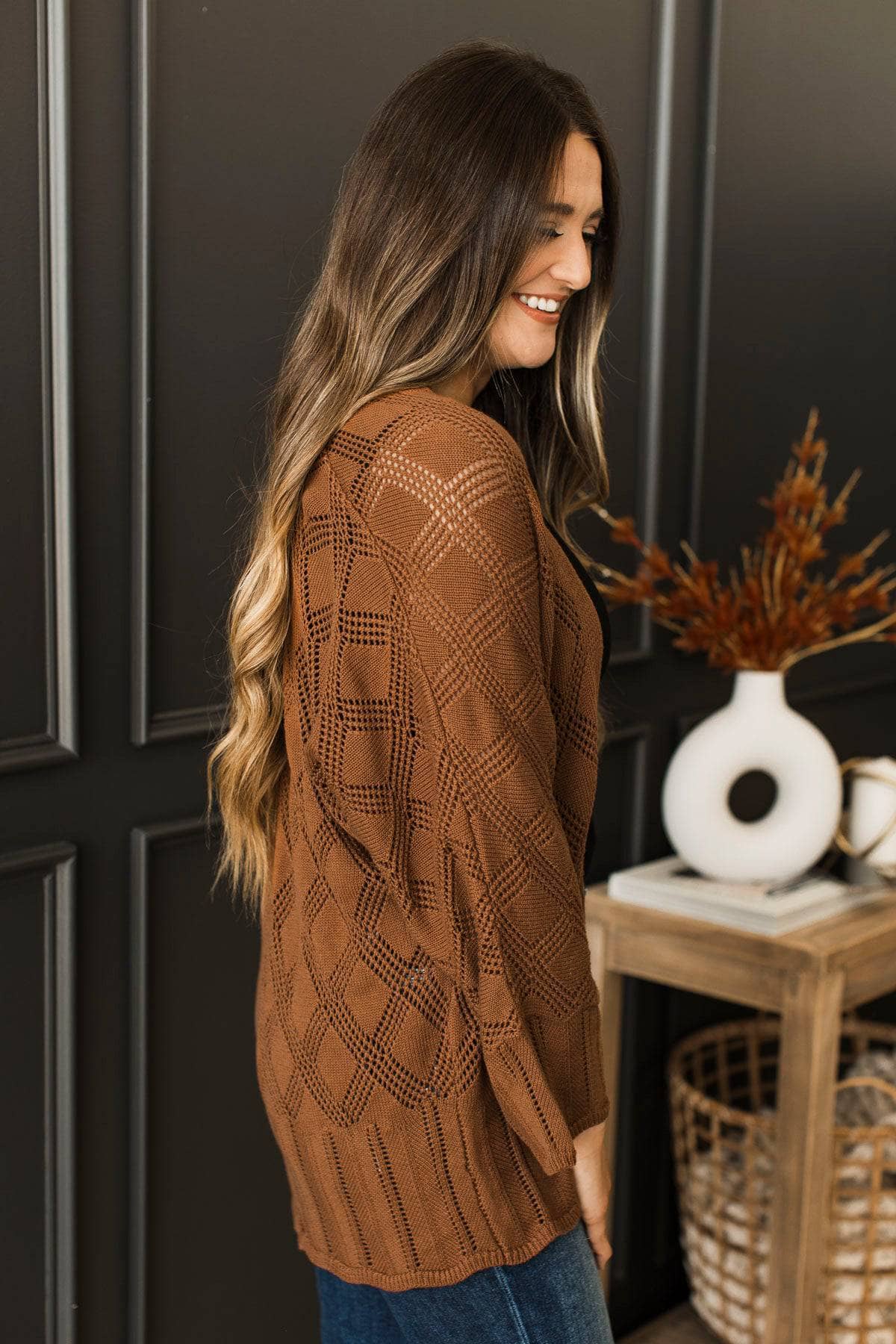 Excited To Be Here Knit Cardigan- Caramel - Image 5