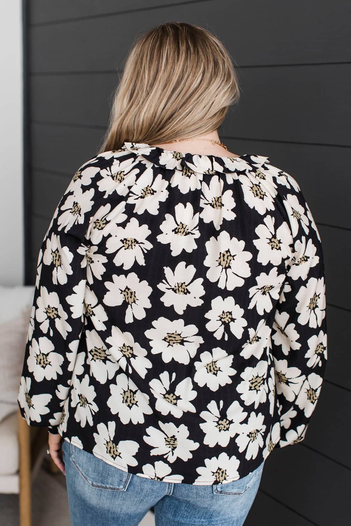 Exciting Love Long Sleeve Floral Blouse- Black - Image 8
