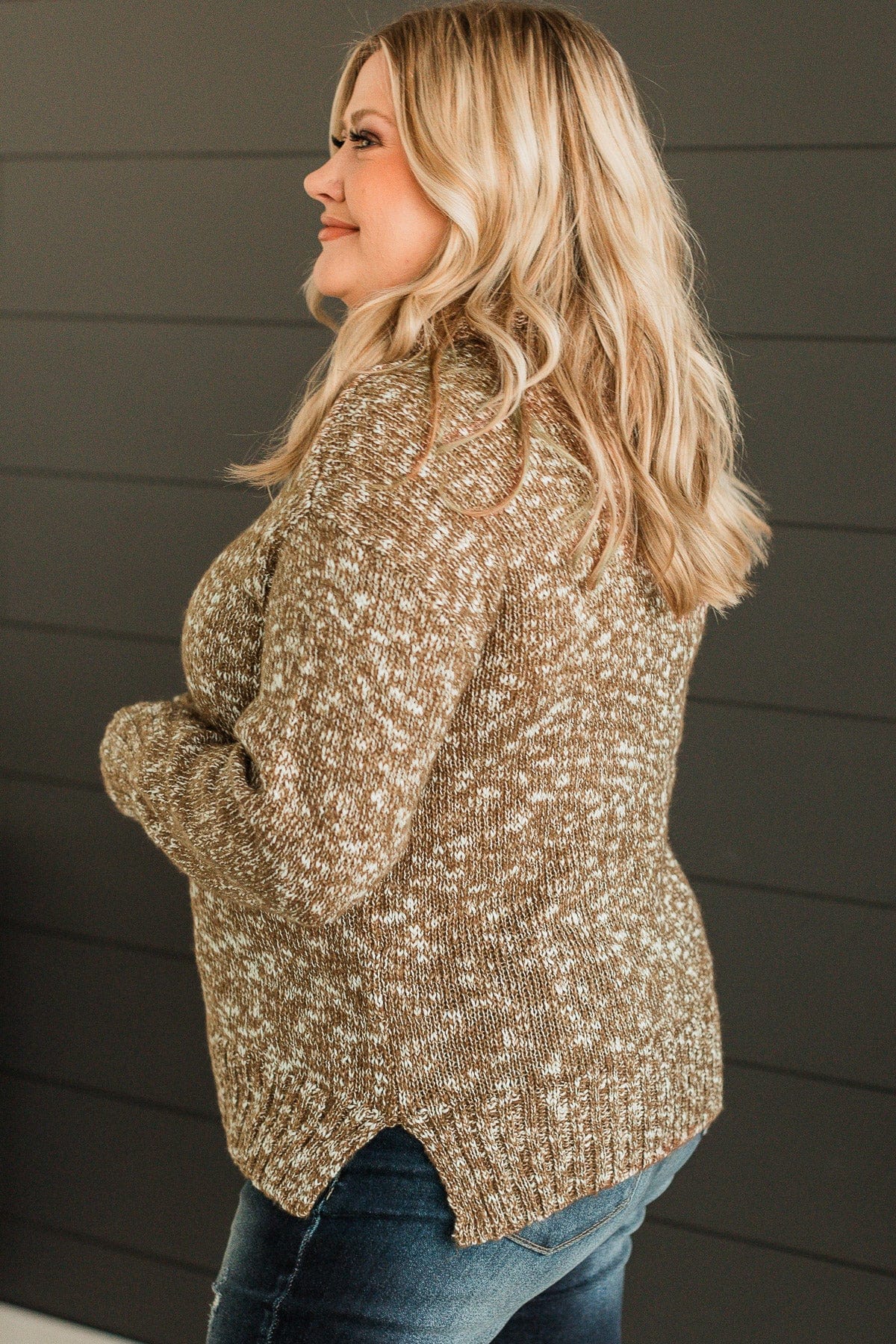 Exciting News Turtle Neck Sweater- Brown - Image 5
