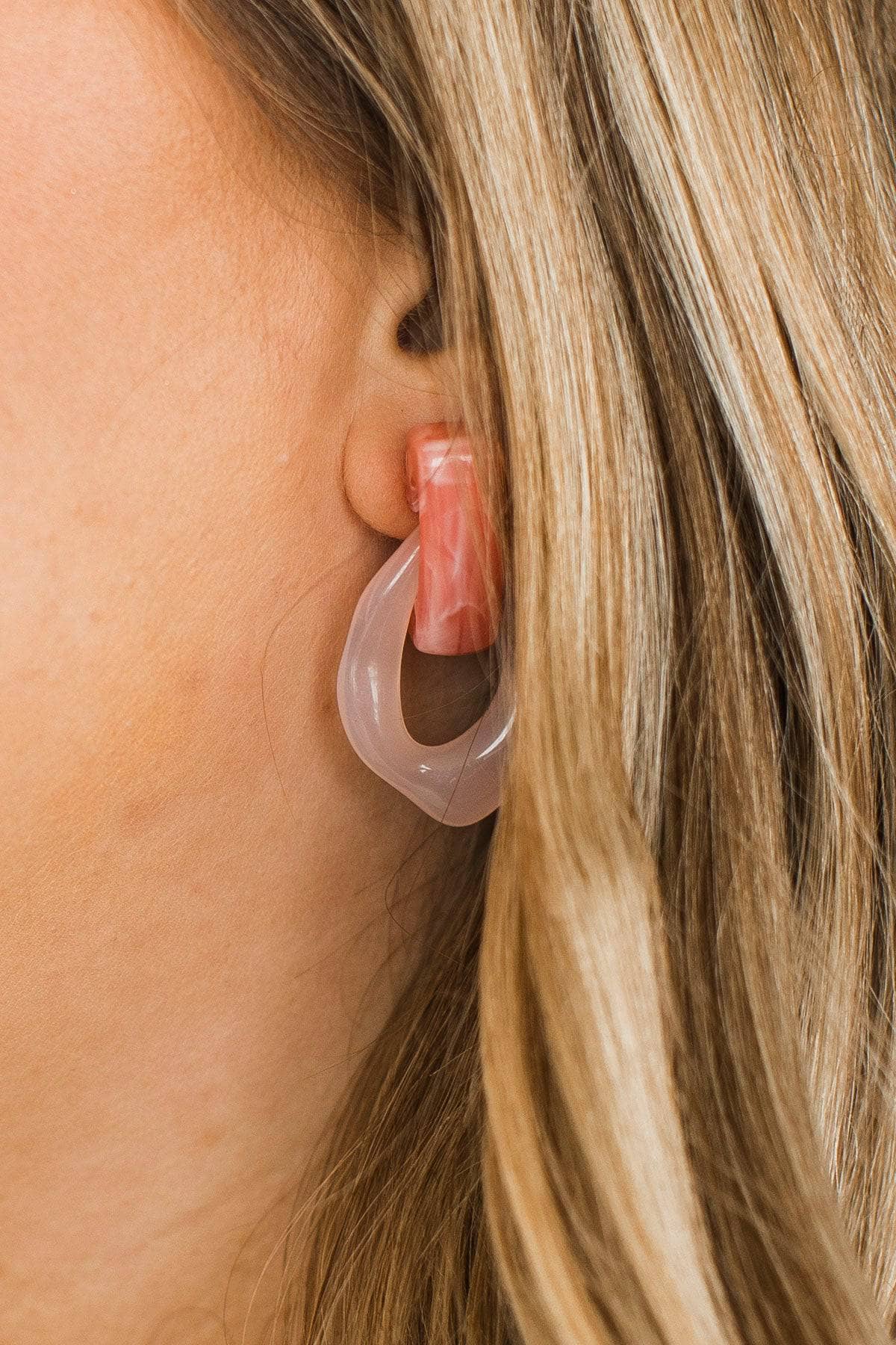 Exclusive Designs Acetate Dangle Earrings- Pink - Image 2
