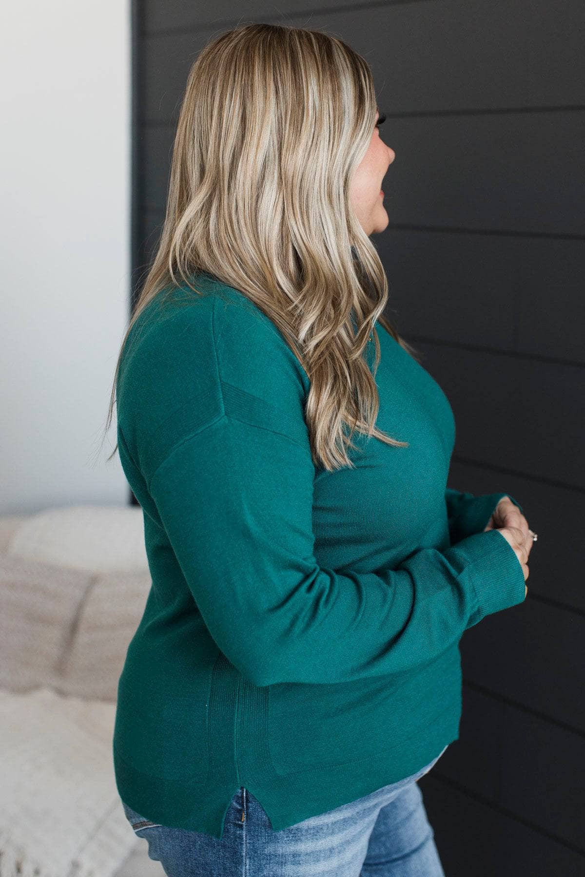 Expect Great Things Knit Sweater- Teal - Image 6