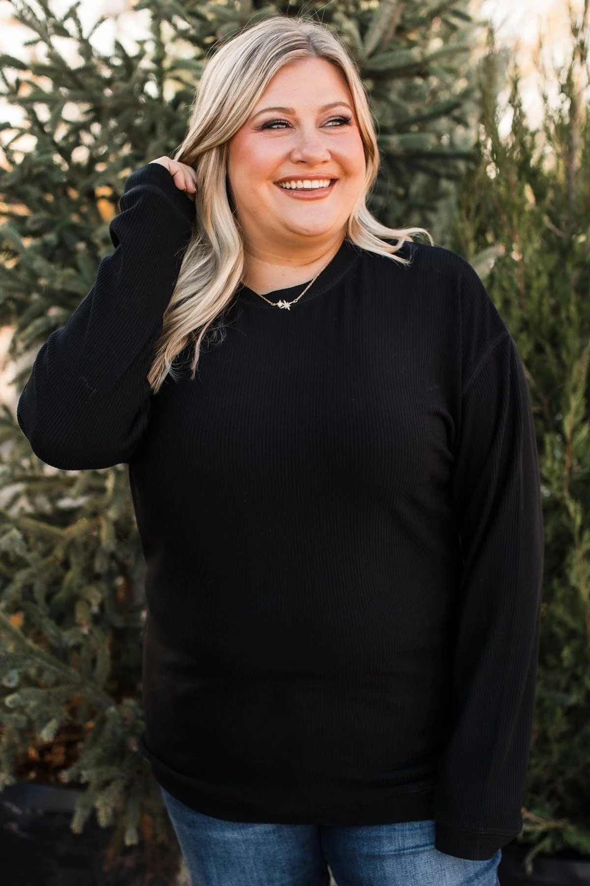 Express It All Knit Pullover Top- Black - Image 3