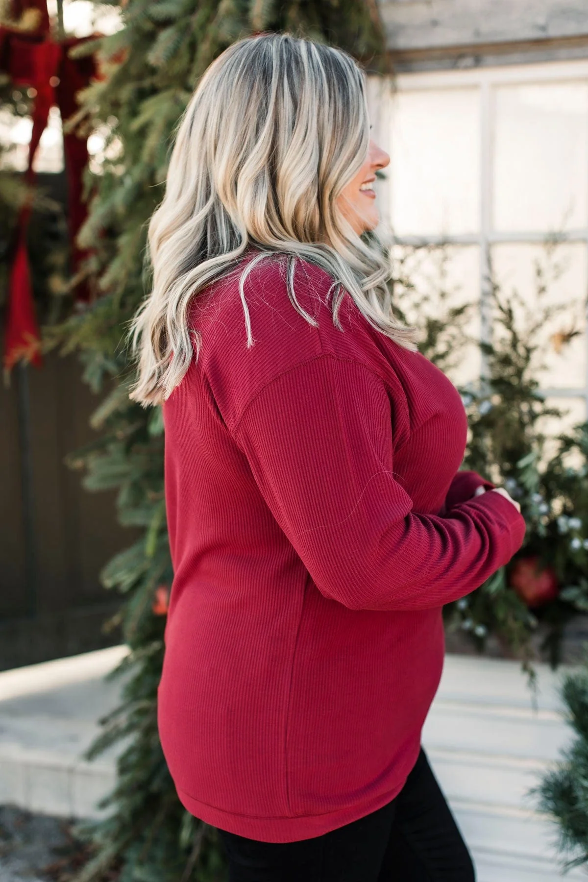 Express It All Knit Pullover Top- Dark Red - Image 6